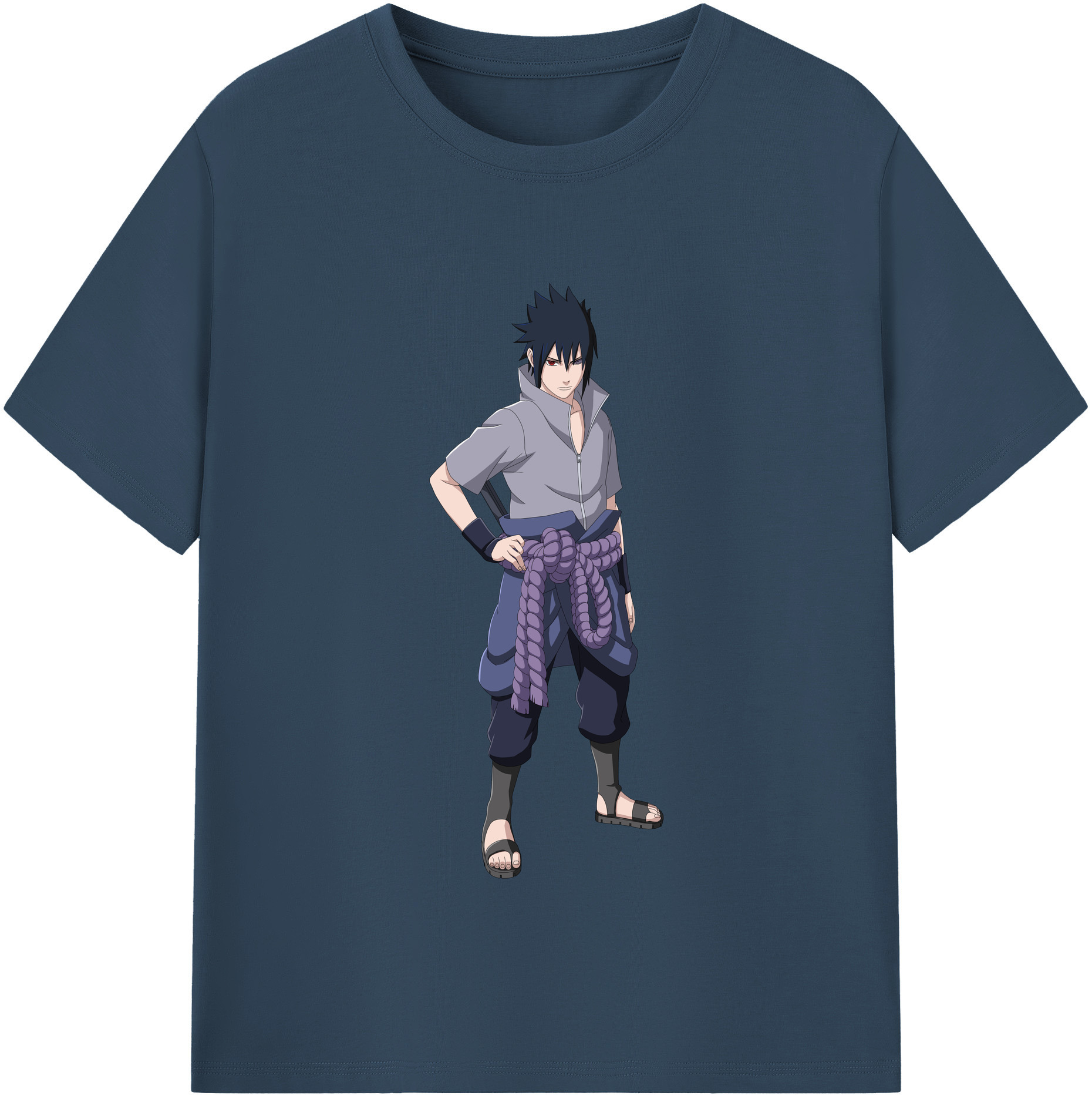 （画像用） NARUTO -ナルト- うちは サスケ Uchiha Sasuke 綿100％半袖Tシャツ（フロントプリント）