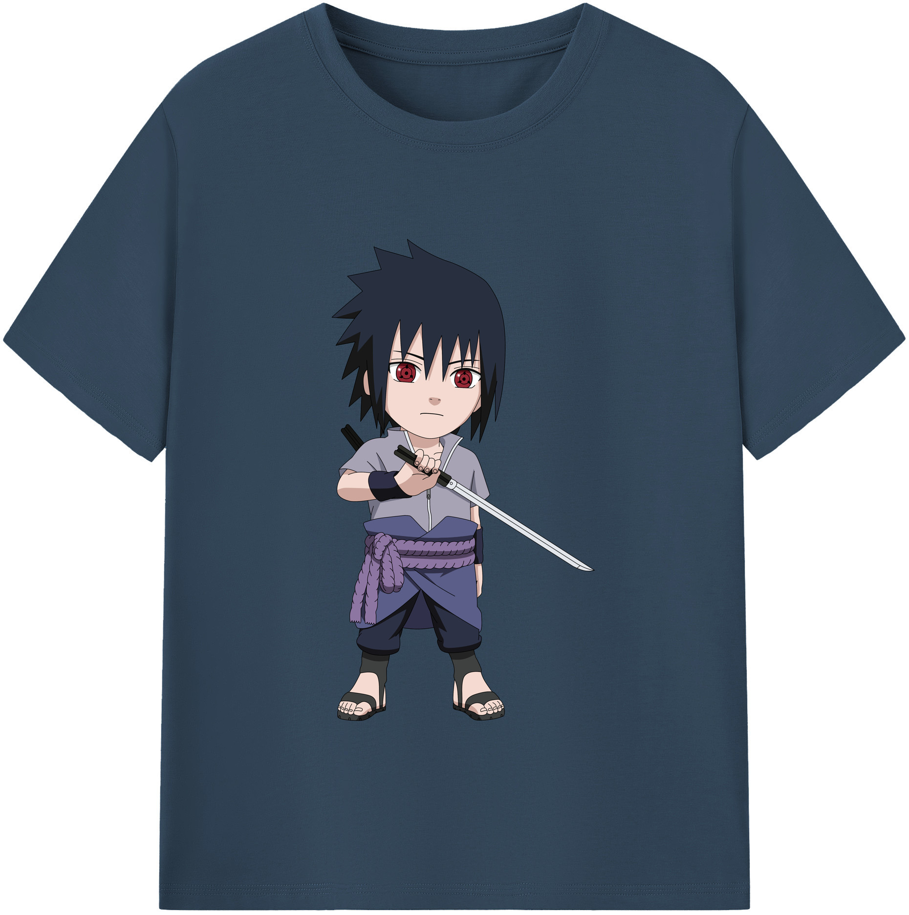 （画像用） NARUTO -ナルト- うちは サスケ Uchiha Sasuke 綿100％半袖Tシャツ（フロントプリント）
