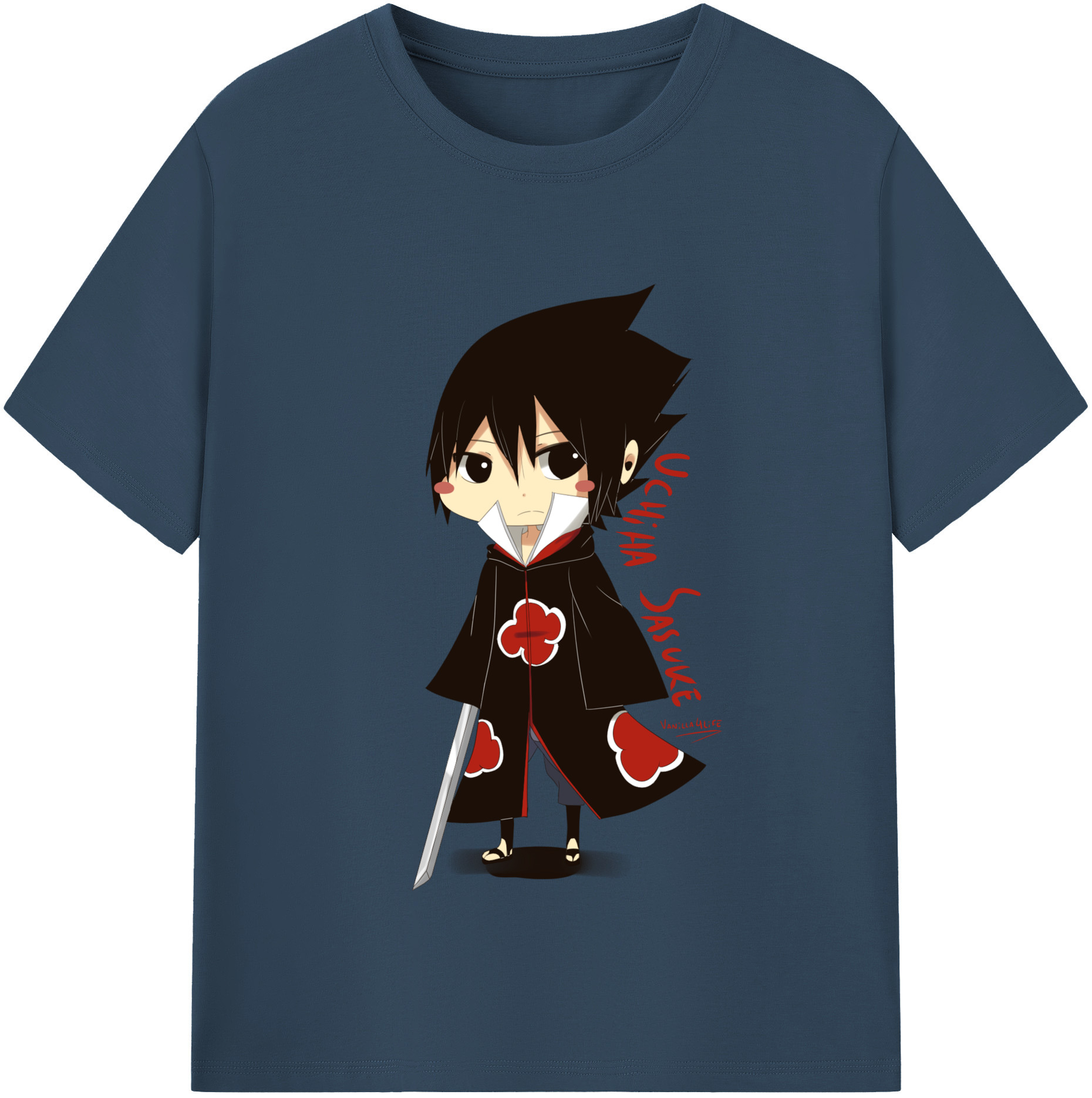 （画像用） NARUTO -ナルト- うちは サスケ Uchiha Sasuke 綿100％半袖Tシャツ（フロントプリント）