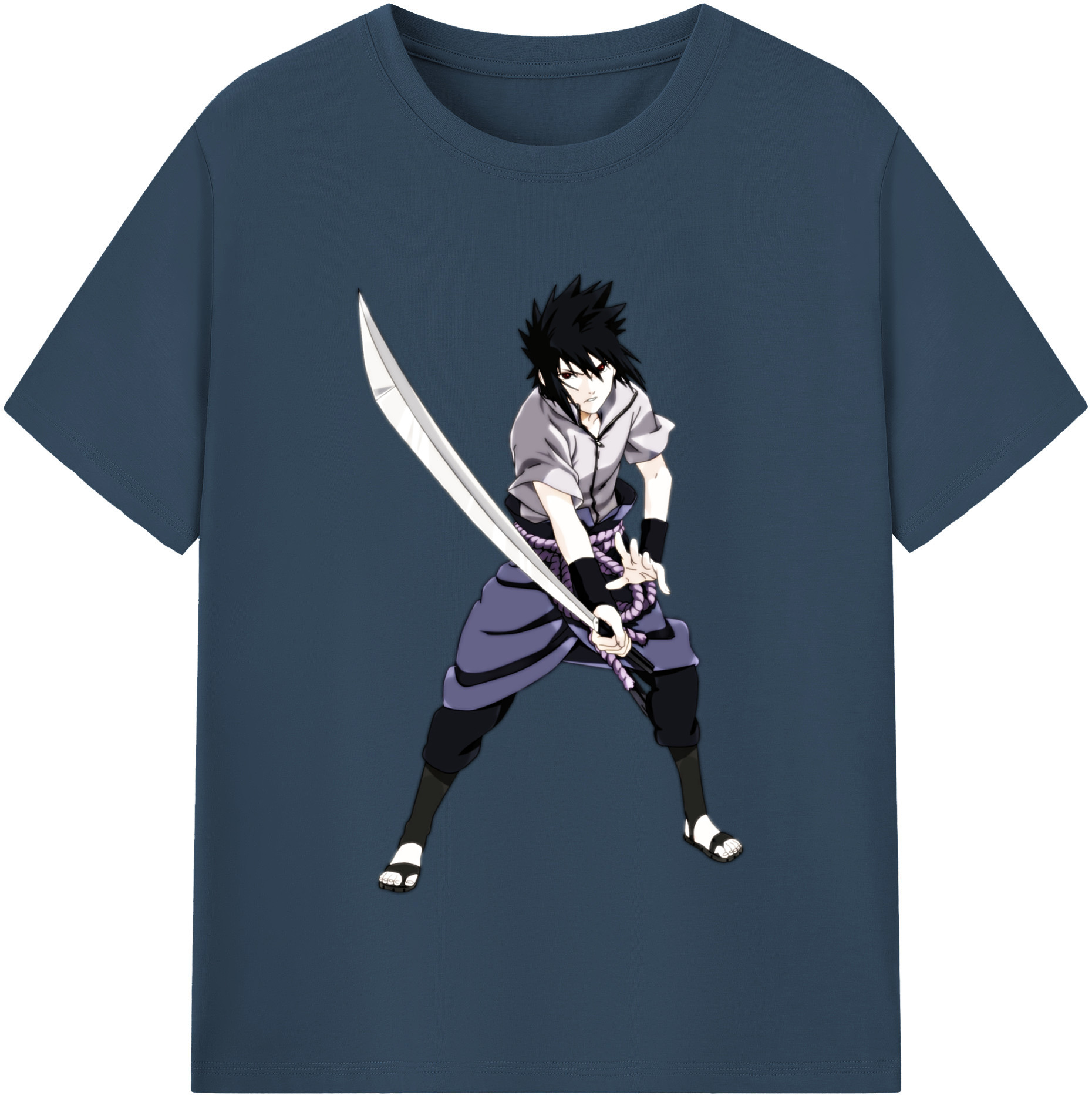 （画像用） NARUTO -ナルト- うちは サスケ Uchiha Sasuke 綿100％半袖Tシャツ（フロントプリント）