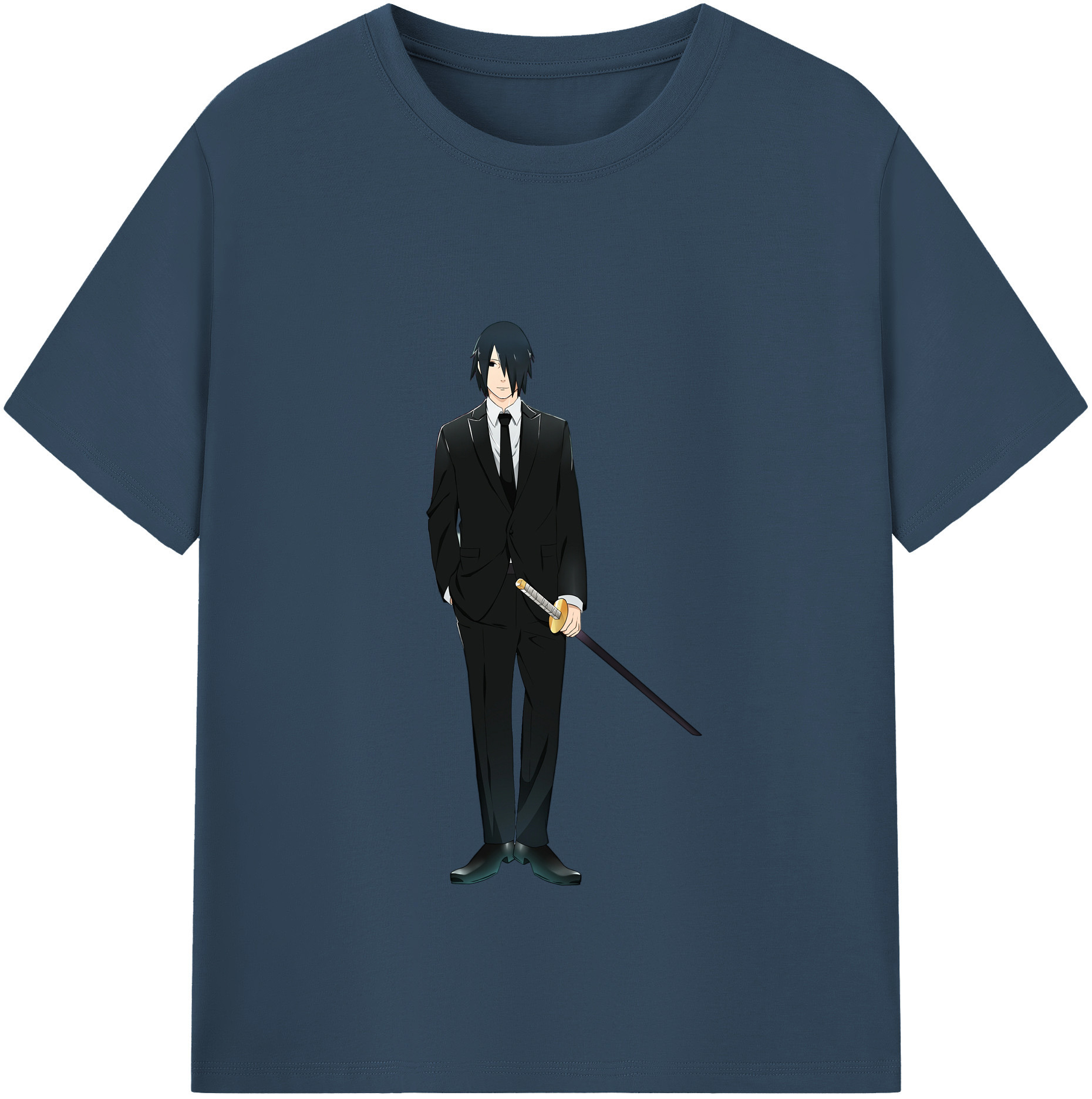 （画像用） NARUTO -ナルト- うちは サスケ Uchiha Sasuke 綿100％半袖Tシャツ（フロントプリント）