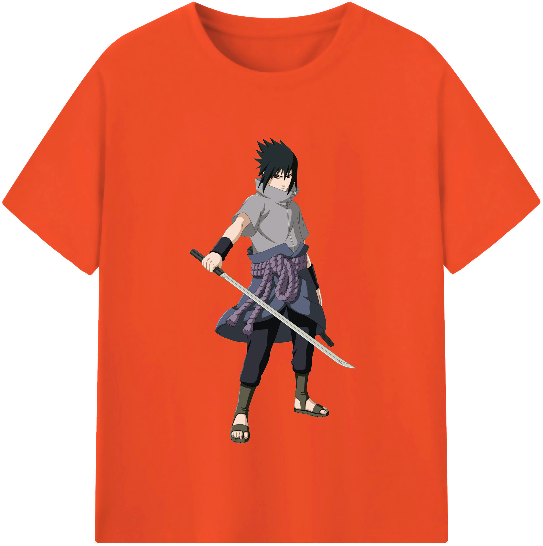 （画像用） NARUTO -ナルト- うちは サスケ Uchiha Sasuke 綿100％半袖Tシャツ（フロントプリント）