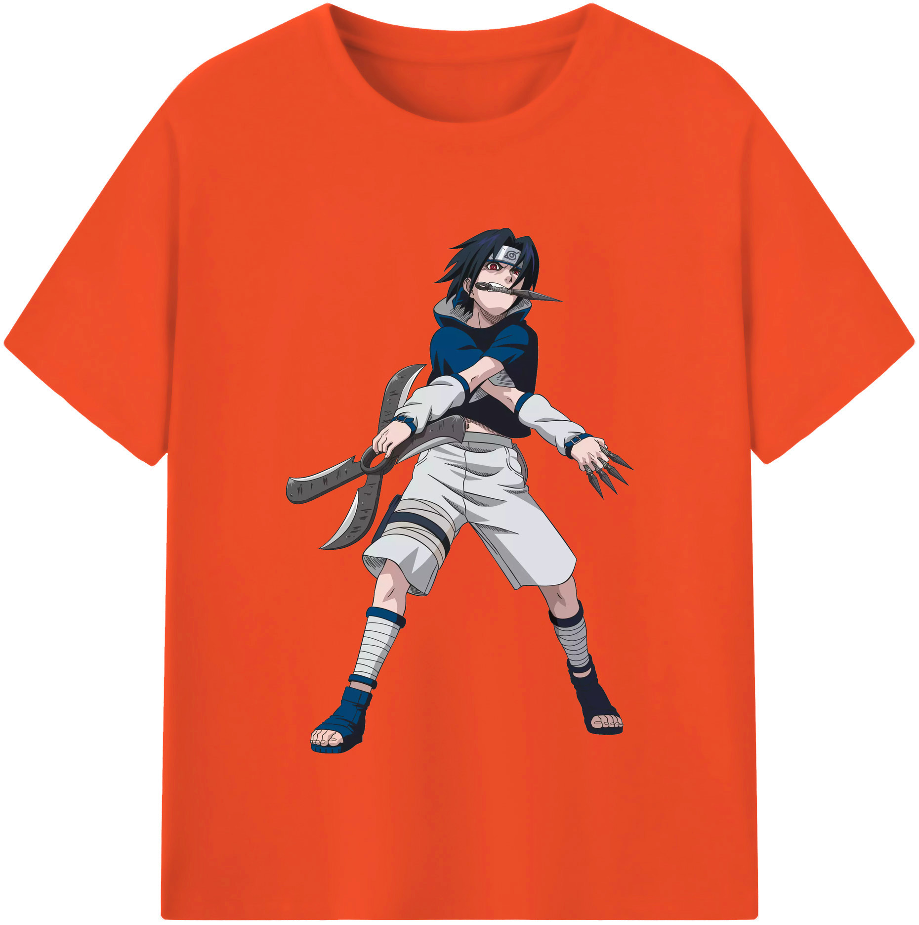（画像用） NARUTO -ナルト- うちは サスケ Uchiha Sasuke 綿100％半袖Tシャツ（フロントプリント）