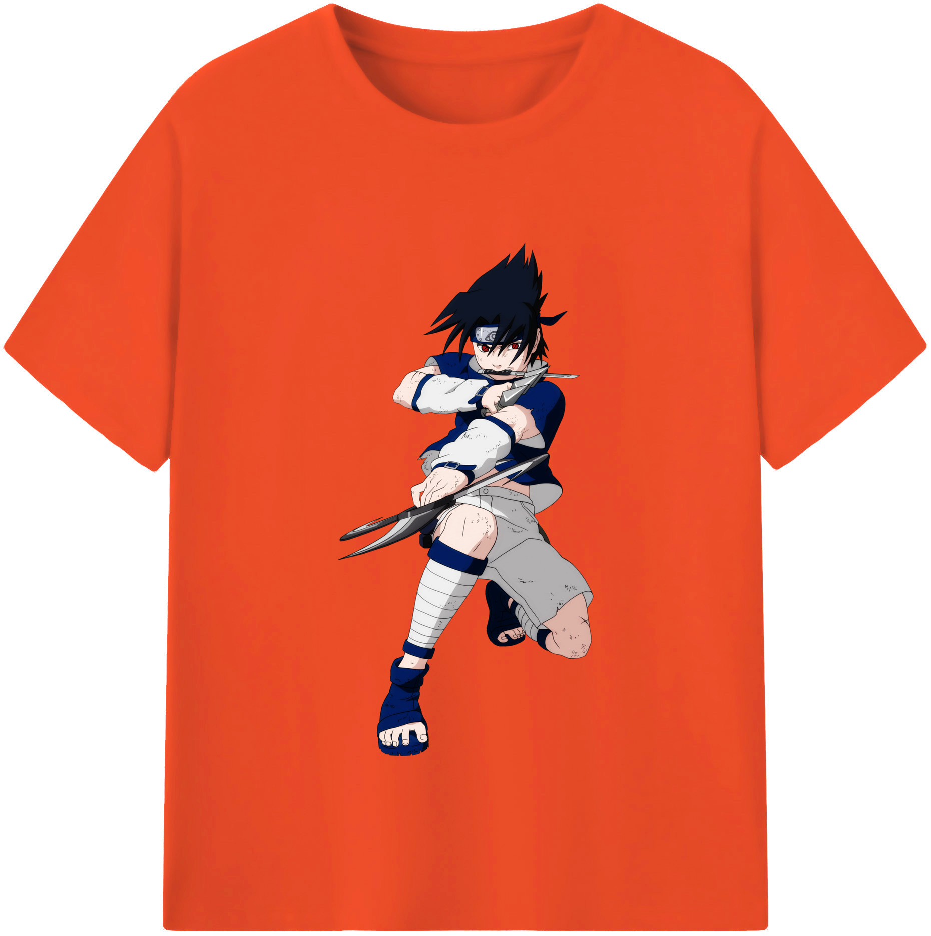 （画像用） NARUTO -ナルト- うちは サスケ Uchiha Sasuke 綿100％半袖Tシャツ（フロントプリント）