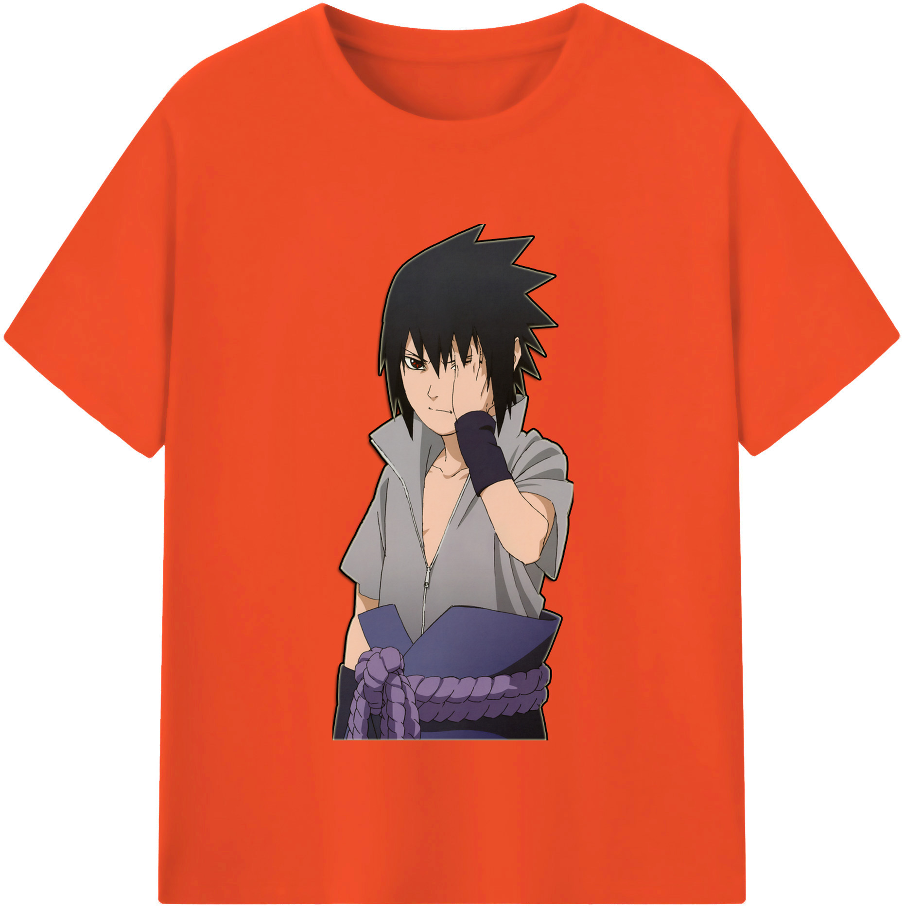 （画像用） NARUTO -ナルト- うちは サスケ Uchiha Sasuke 綿100％半袖Tシャツ（フロントプリント）