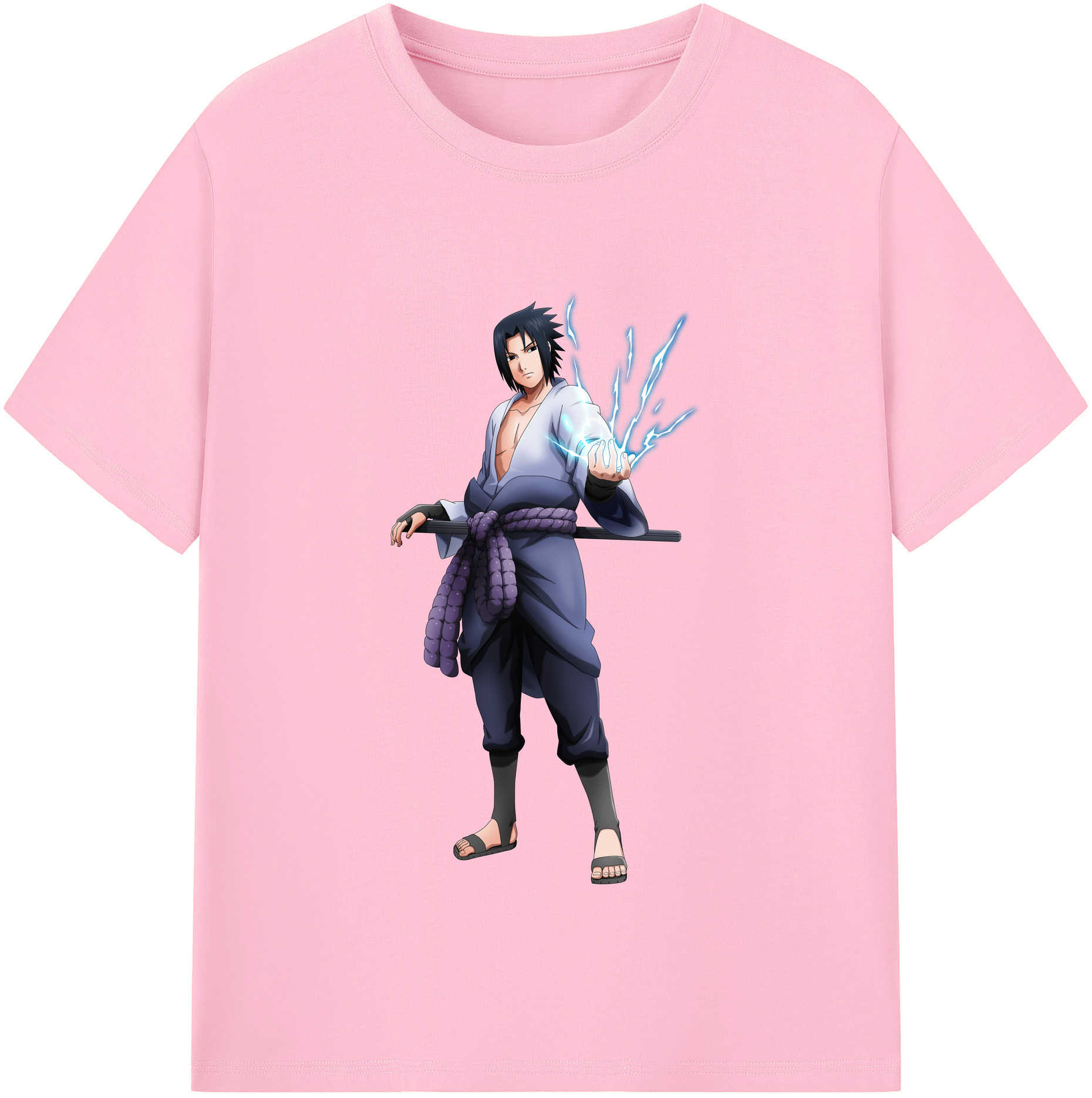 （画像用） NARUTO -ナルト- うちは サスケ Uchiha Sasuke 綿100％半袖Tシャツ（フロントプリント）