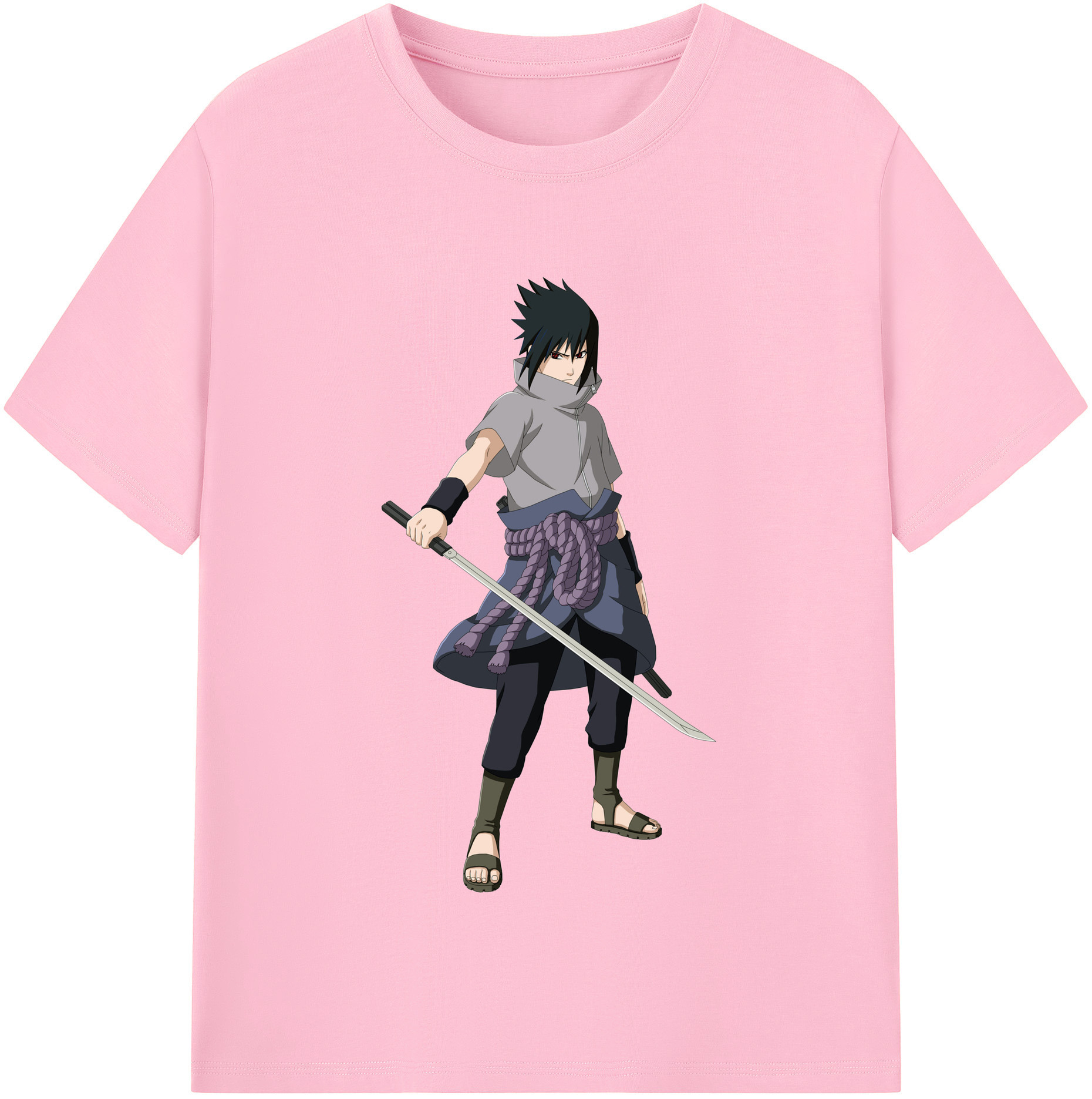 （画像用） NARUTO -ナルト- うちは サスケ Uchiha Sasuke 綿100％半袖Tシャツ（フロントプリント）