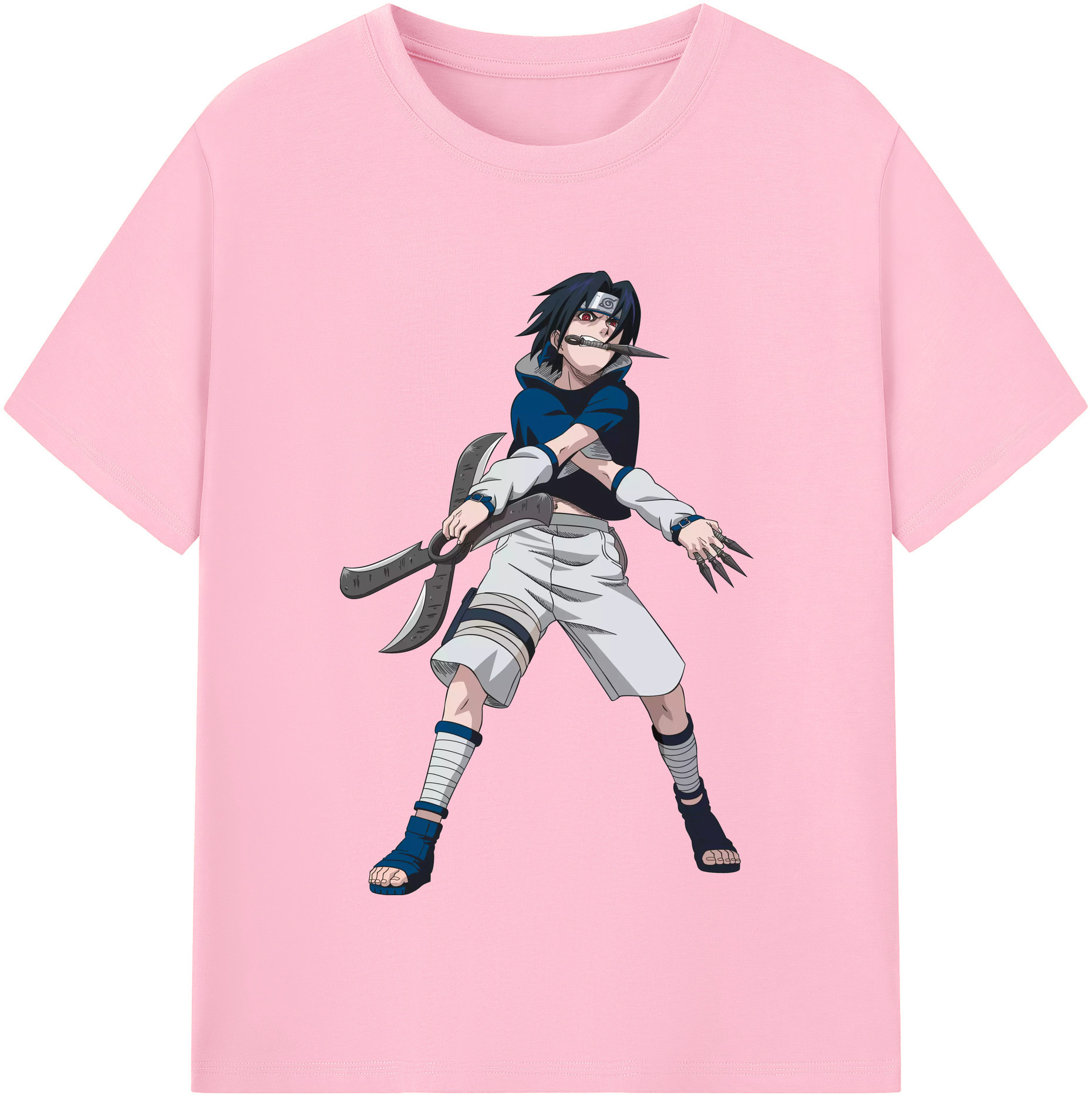 （画像用） NARUTO -ナルト- うちは サスケ Uchiha Sasuke 綿100％半袖Tシャツ（フロントプリント）