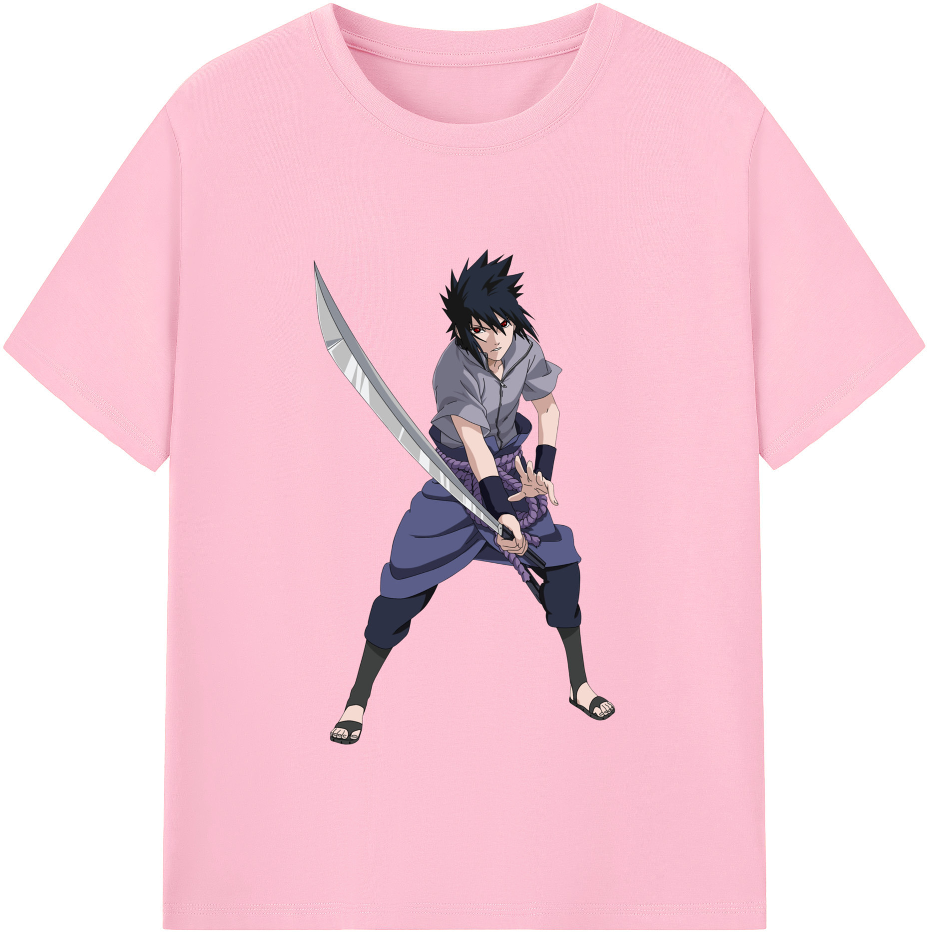 （画像用） NARUTO -ナルト- うちは サスケ Uchiha Sasuke 綿100％半袖Tシャツ（フロントプリント）