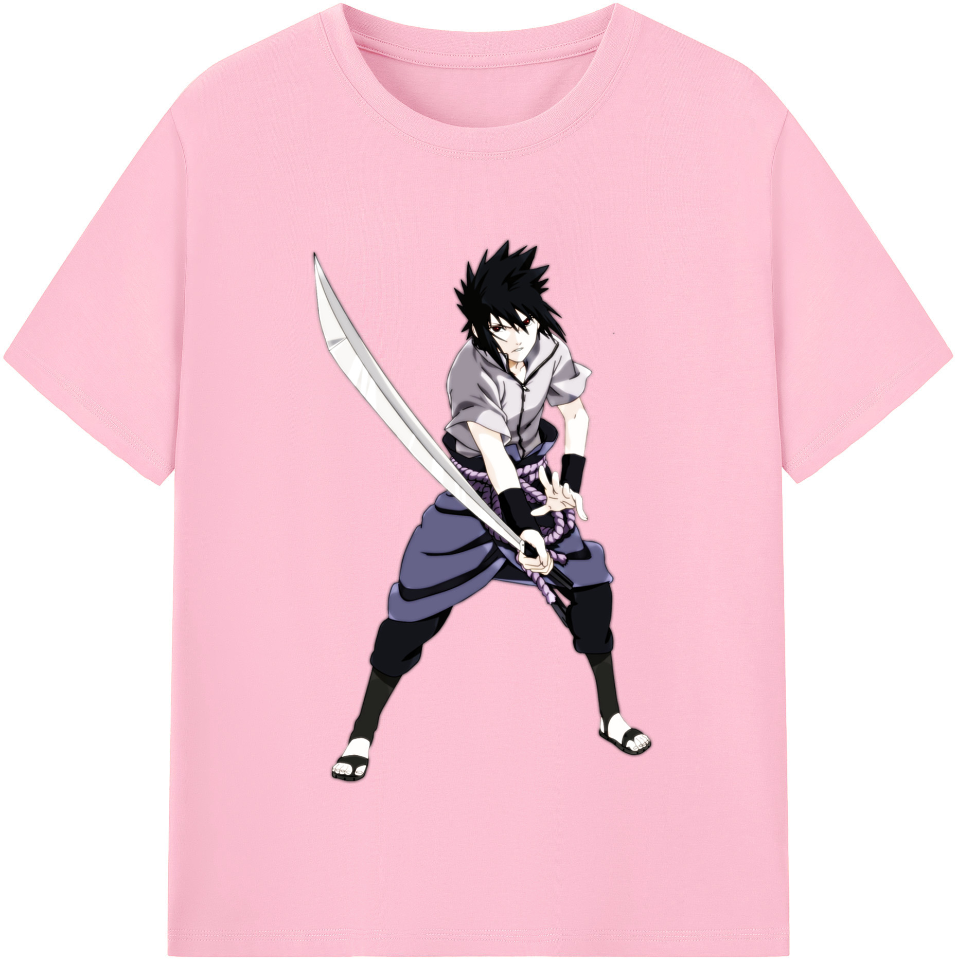 （画像用） NARUTO -ナルト- うちは サスケ Uchiha Sasuke 綿100％半袖Tシャツ（フロントプリント）