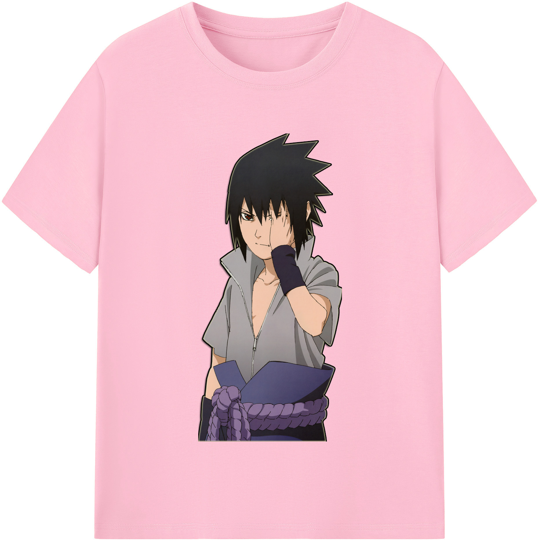 （画像用） NARUTO -ナルト- うちは サスケ Uchiha Sasuke 綿100％半袖Tシャツ（フロントプリント）