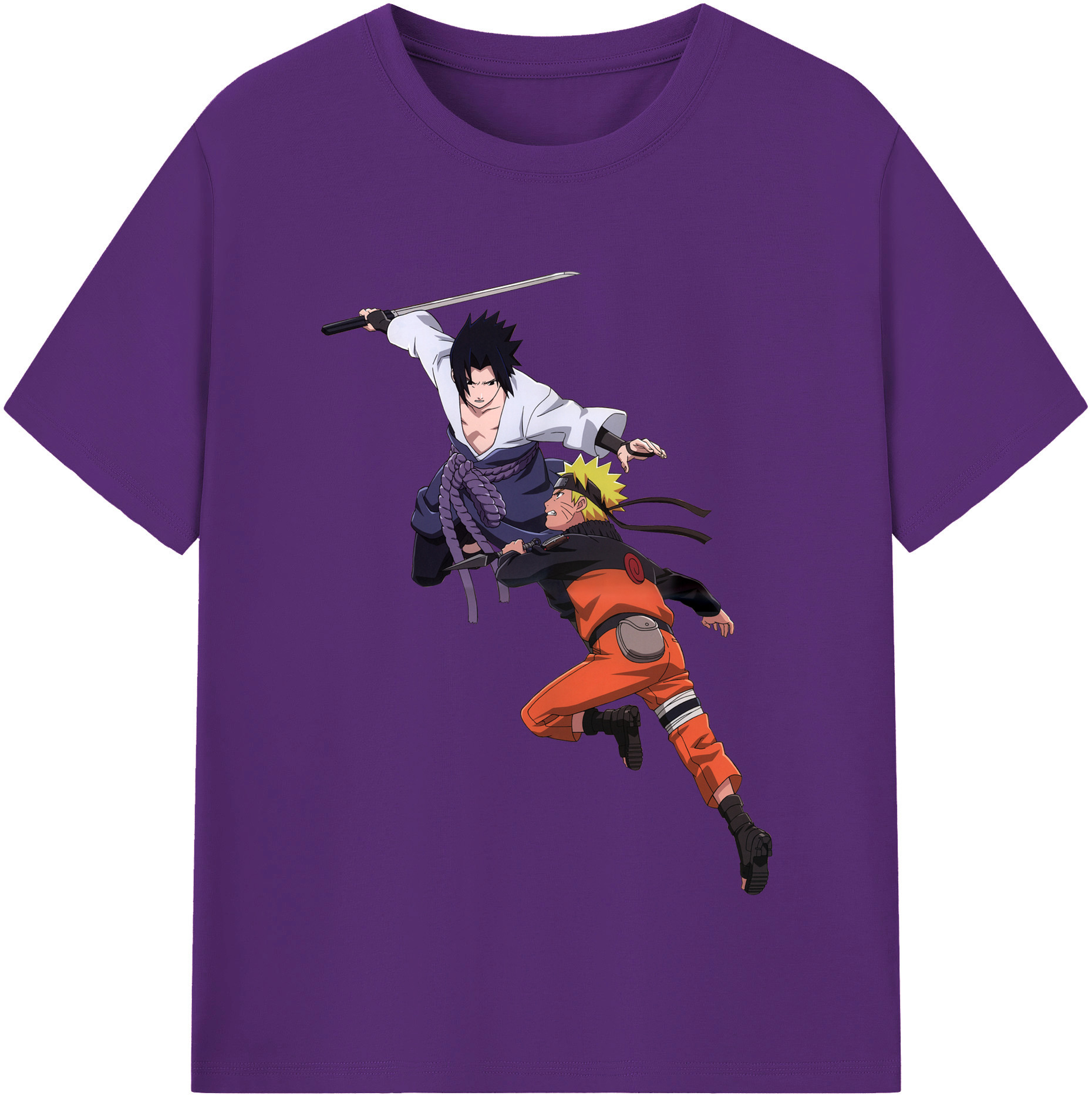 （画像用） NARUTO -ナルト- うちは サスケ Uchiha Sasuke 綿100％半袖Tシャツ（フロントプリント）