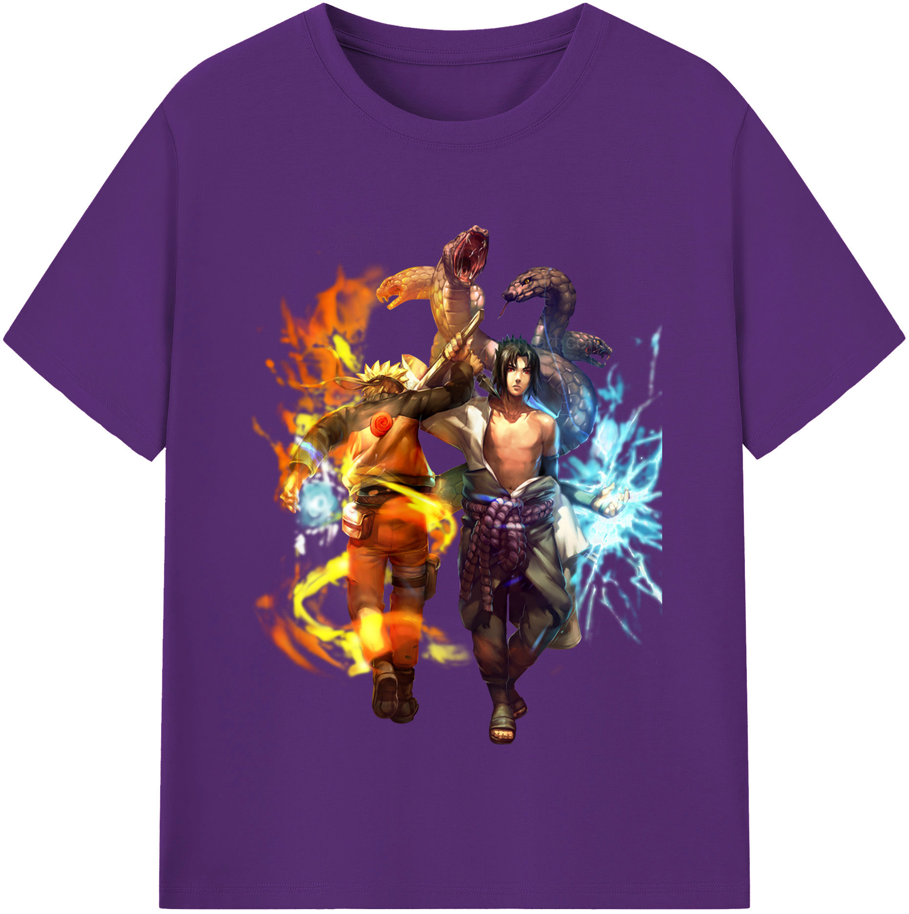 （画像用） NARUTO -ナルト- うちは サスケ Uchiha Sasuke 綿100％半袖Tシャツ（フロントプリント）