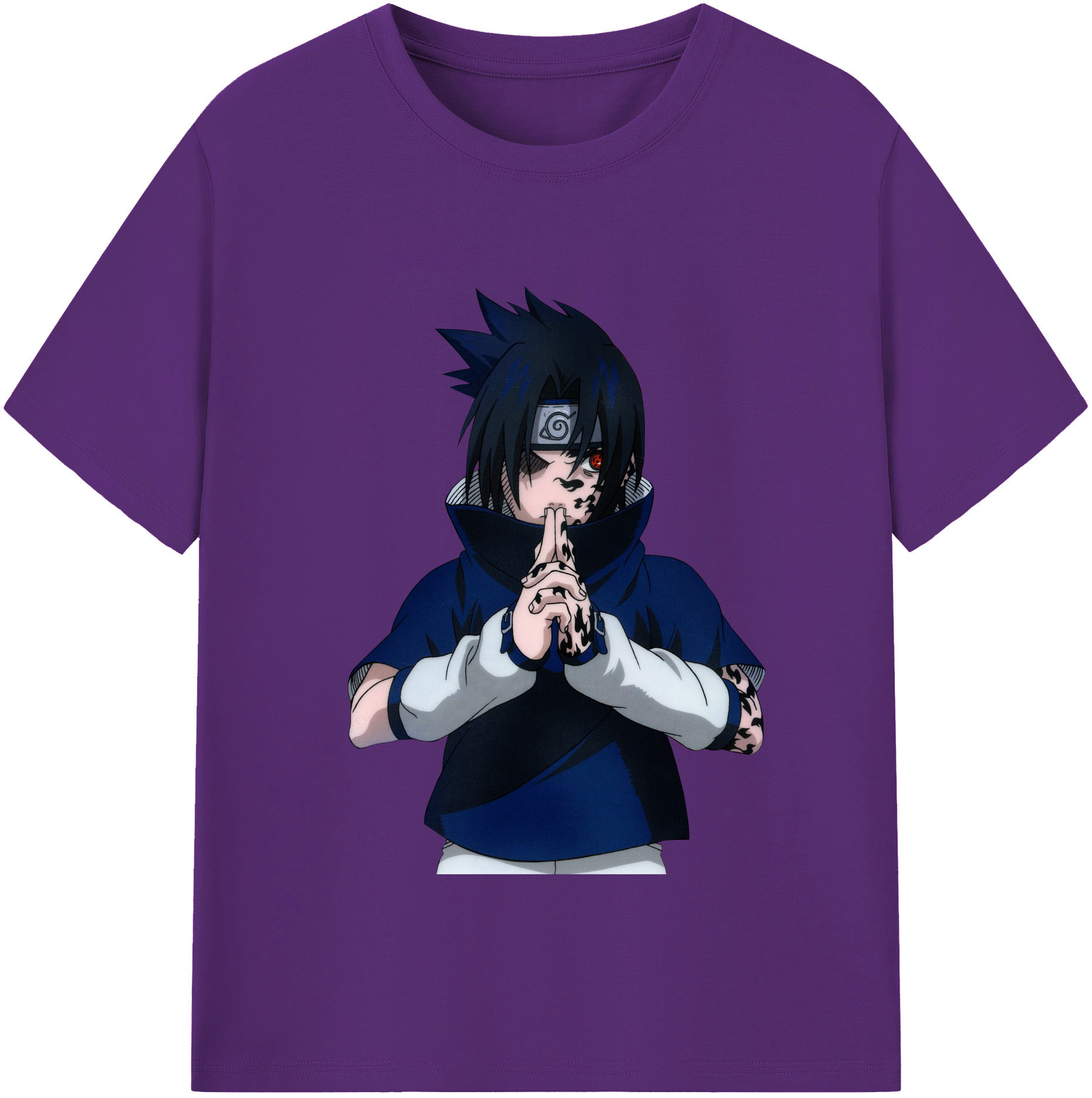 （画像用） NARUTO -ナルト- うちは サスケ Uchiha Sasuke 綿100％半袖Tシャツ（フロントプリント）