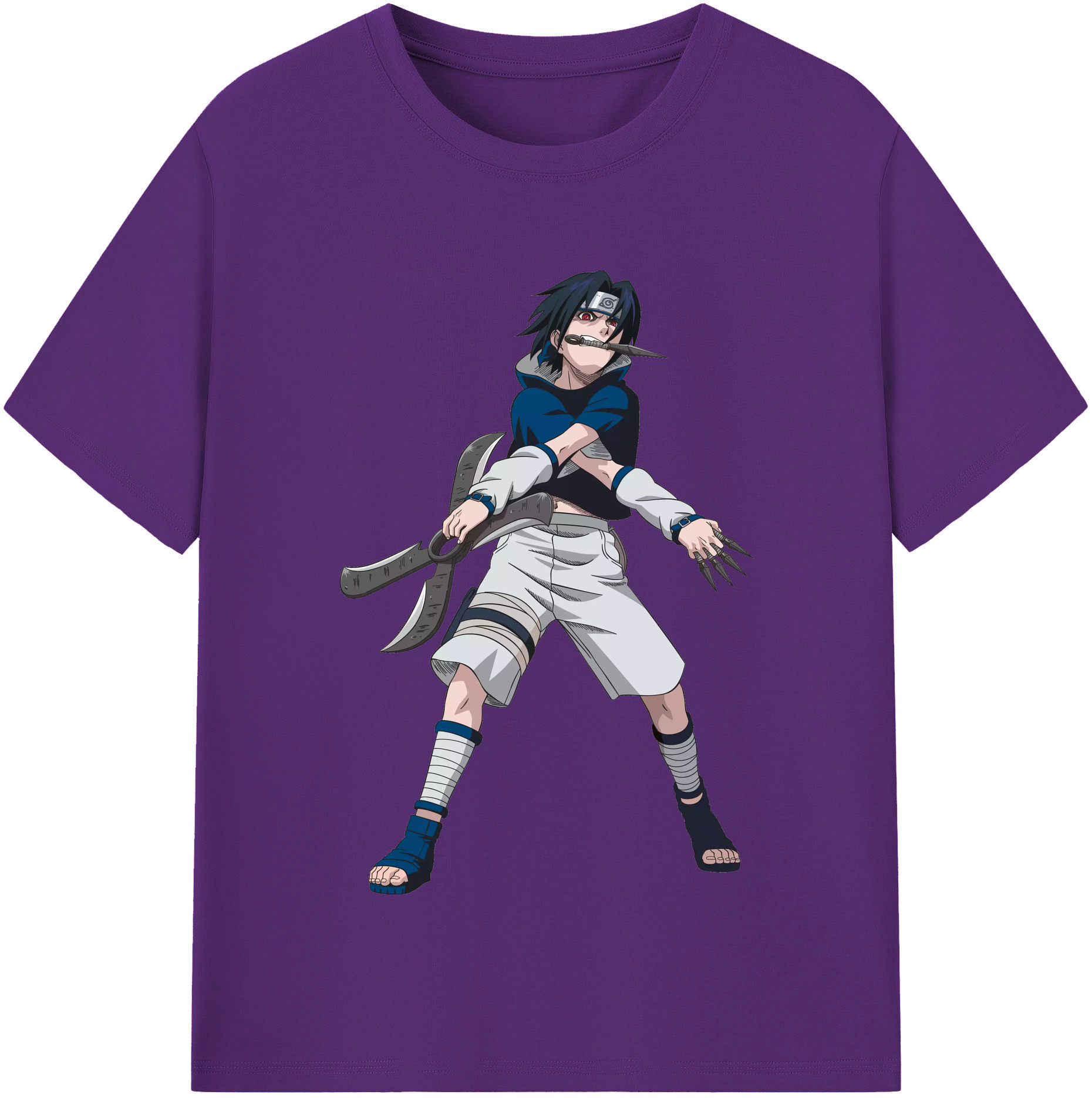 （画像用） NARUTO -ナルト- うちは サスケ Uchiha Sasuke 綿100％半袖Tシャツ（フロントプリント）
