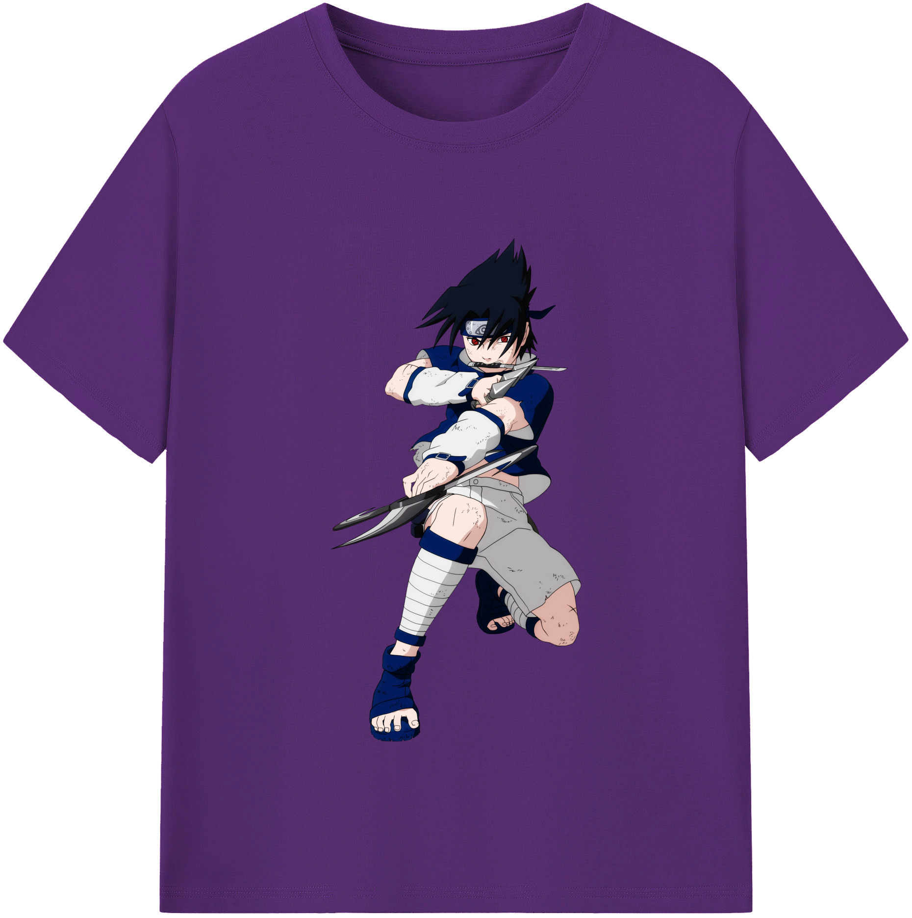 （画像用） NARUTO -ナルト- うちは サスケ Uchiha Sasuke 綿100％半袖Tシャツ（フロントプリント）