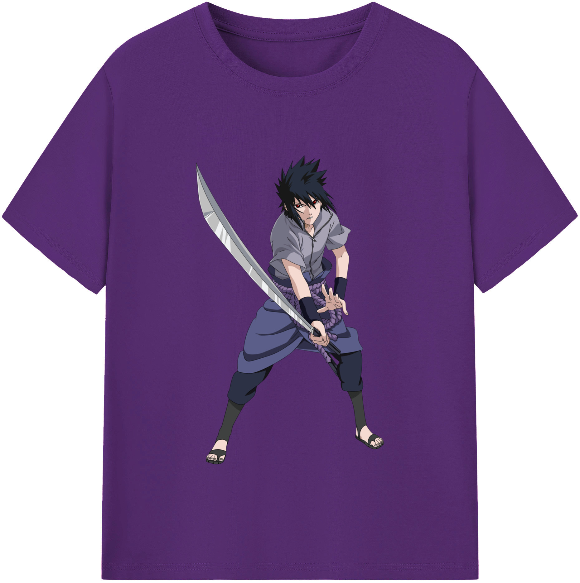 （画像用） NARUTO -ナルト- うちは サスケ Uchiha Sasuke 綿100％半袖Tシャツ（フロントプリント）