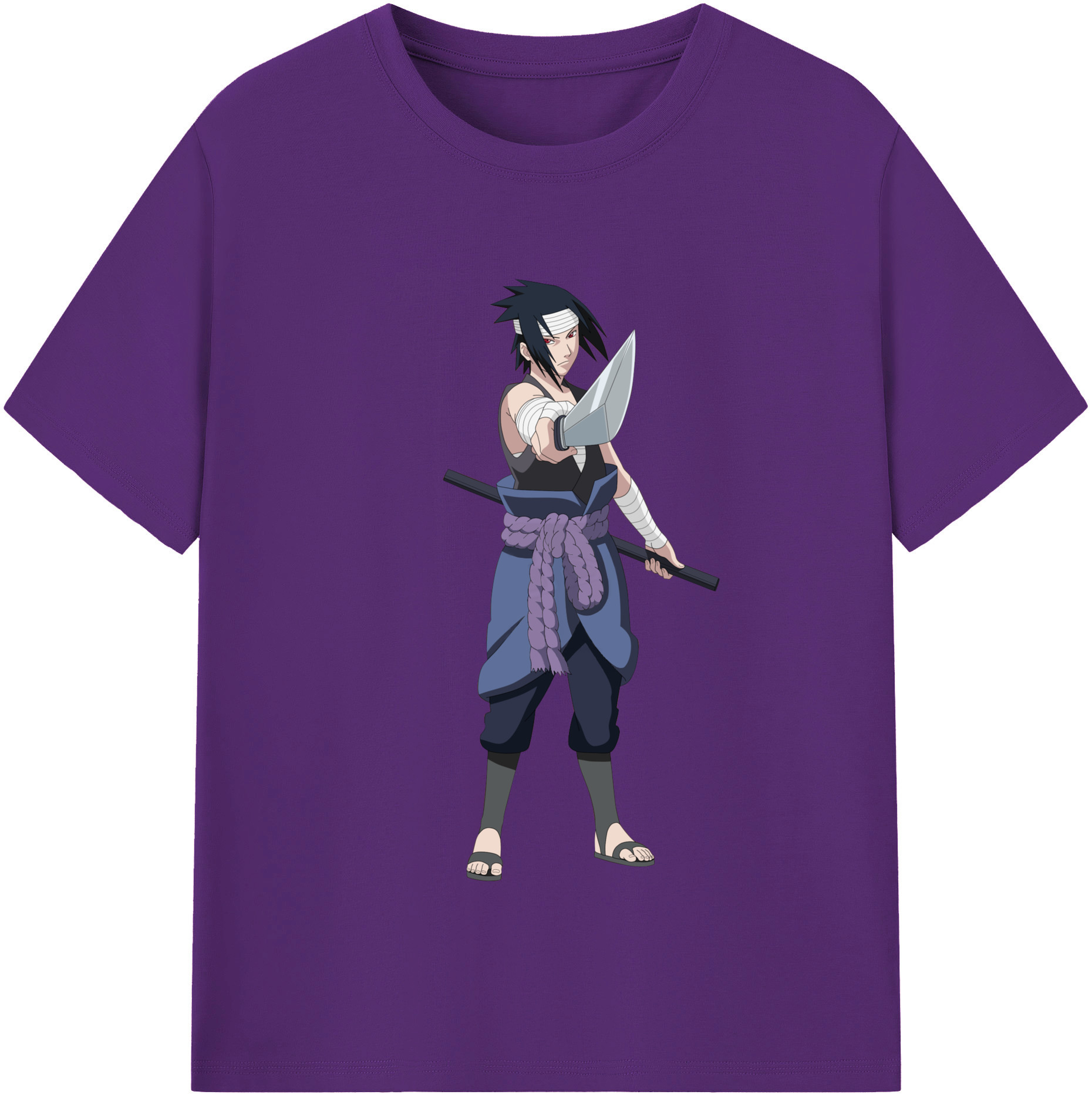 （画像用） NARUTO -ナルト- うちは サスケ Uchiha Sasuke 綿100％半袖Tシャツ（フロントプリント）