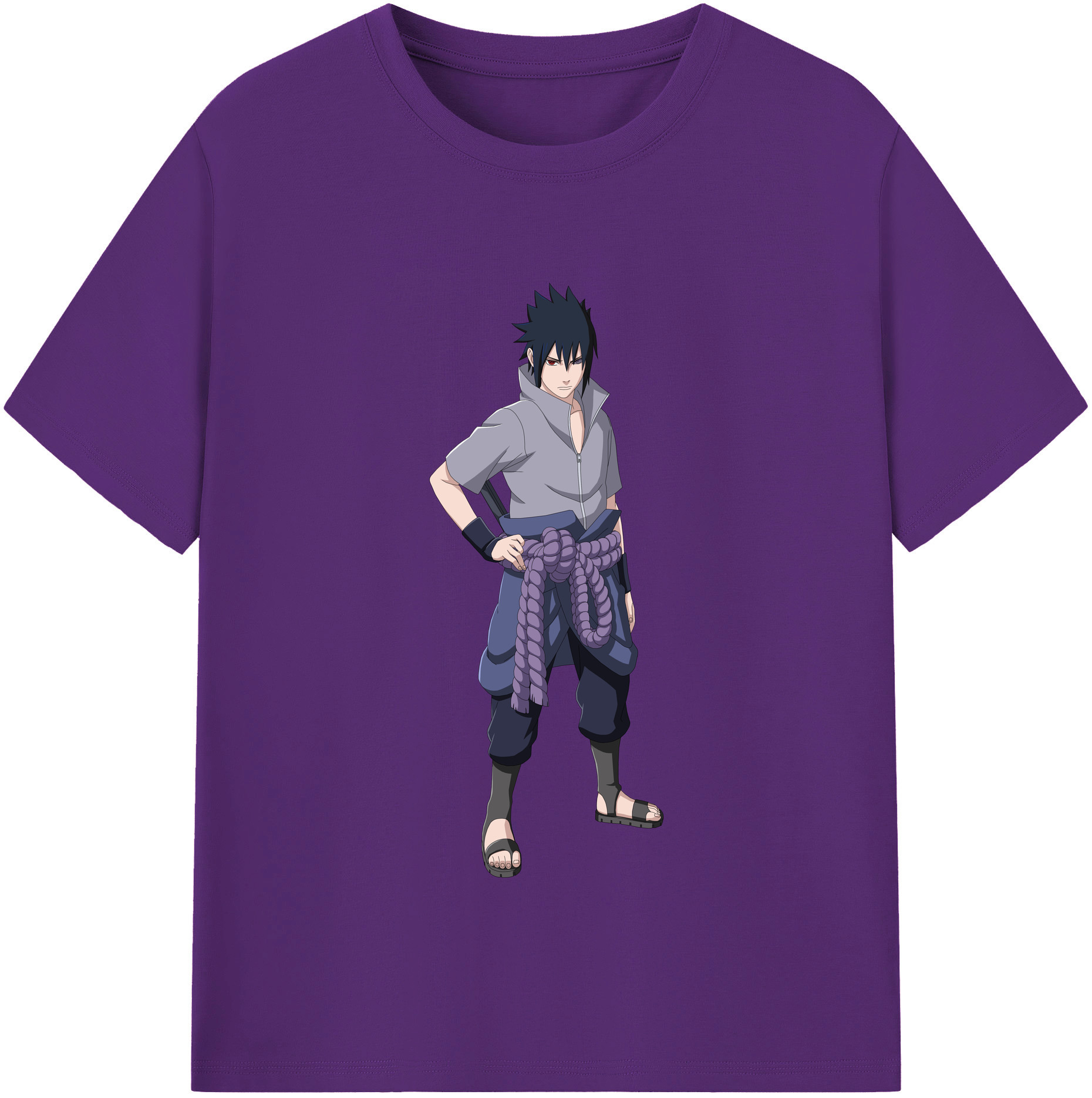 （画像用） NARUTO -ナルト- うちは サスケ Uchiha Sasuke 綿100％半袖Tシャツ（フロントプリント）
