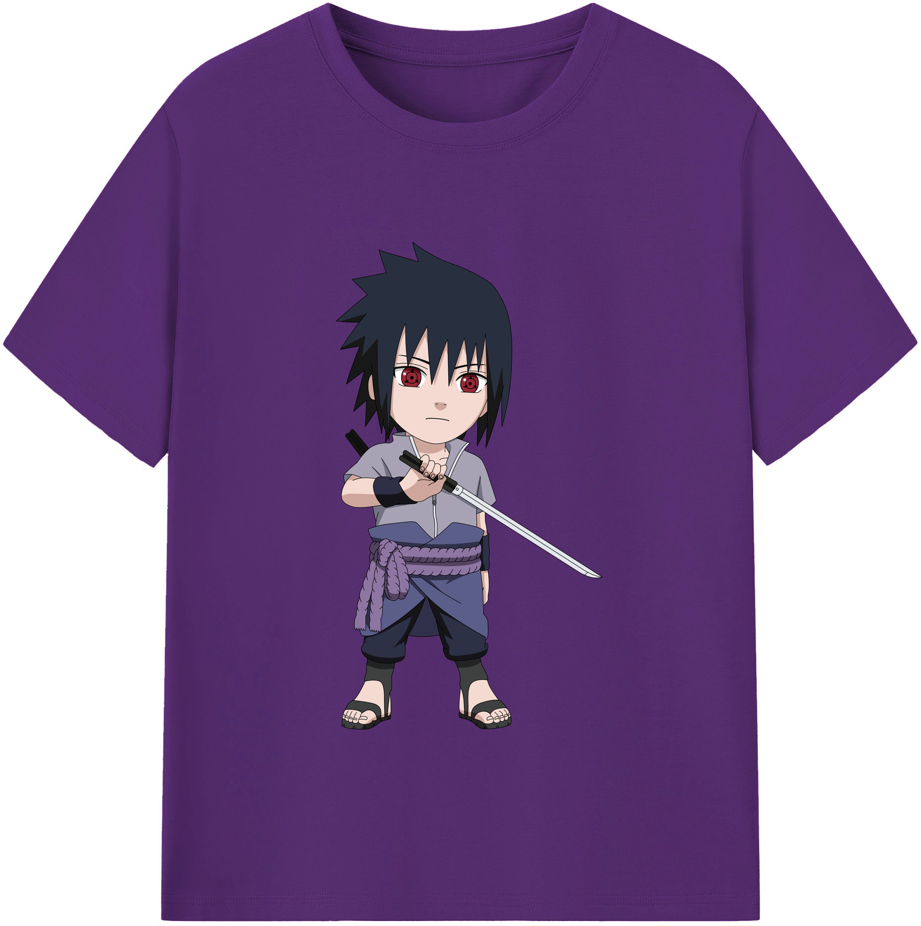 （画像用） NARUTO -ナルト- うちは サスケ Uchiha Sasuke 綿100％半袖Tシャツ（フロントプリント）