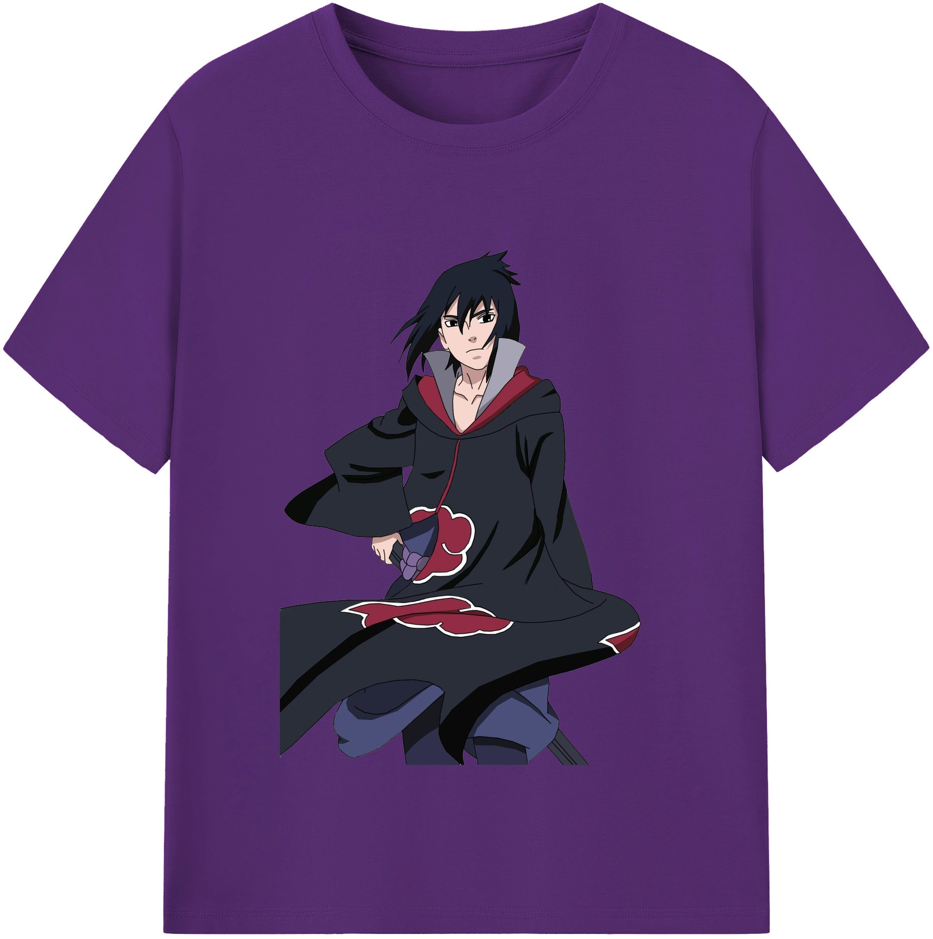 （画像用） NARUTO -ナルト- うちは サスケ Uchiha Sasuke 綿100％半袖Tシャツ（フロントプリント）