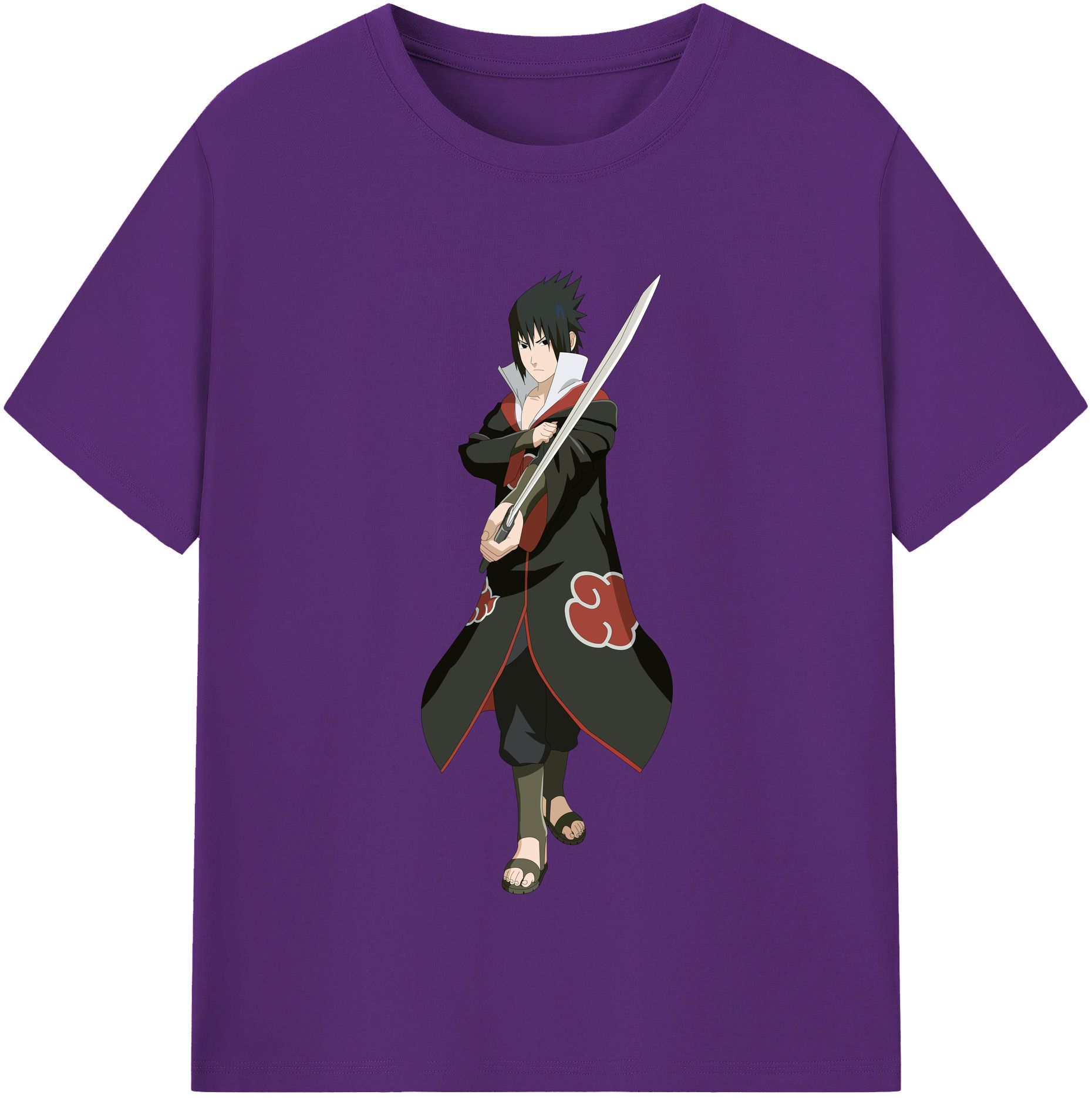 （画像用） NARUTO -ナルト- うちは サスケ Uchiha Sasuke 綿100％半袖Tシャツ（フロントプリント）