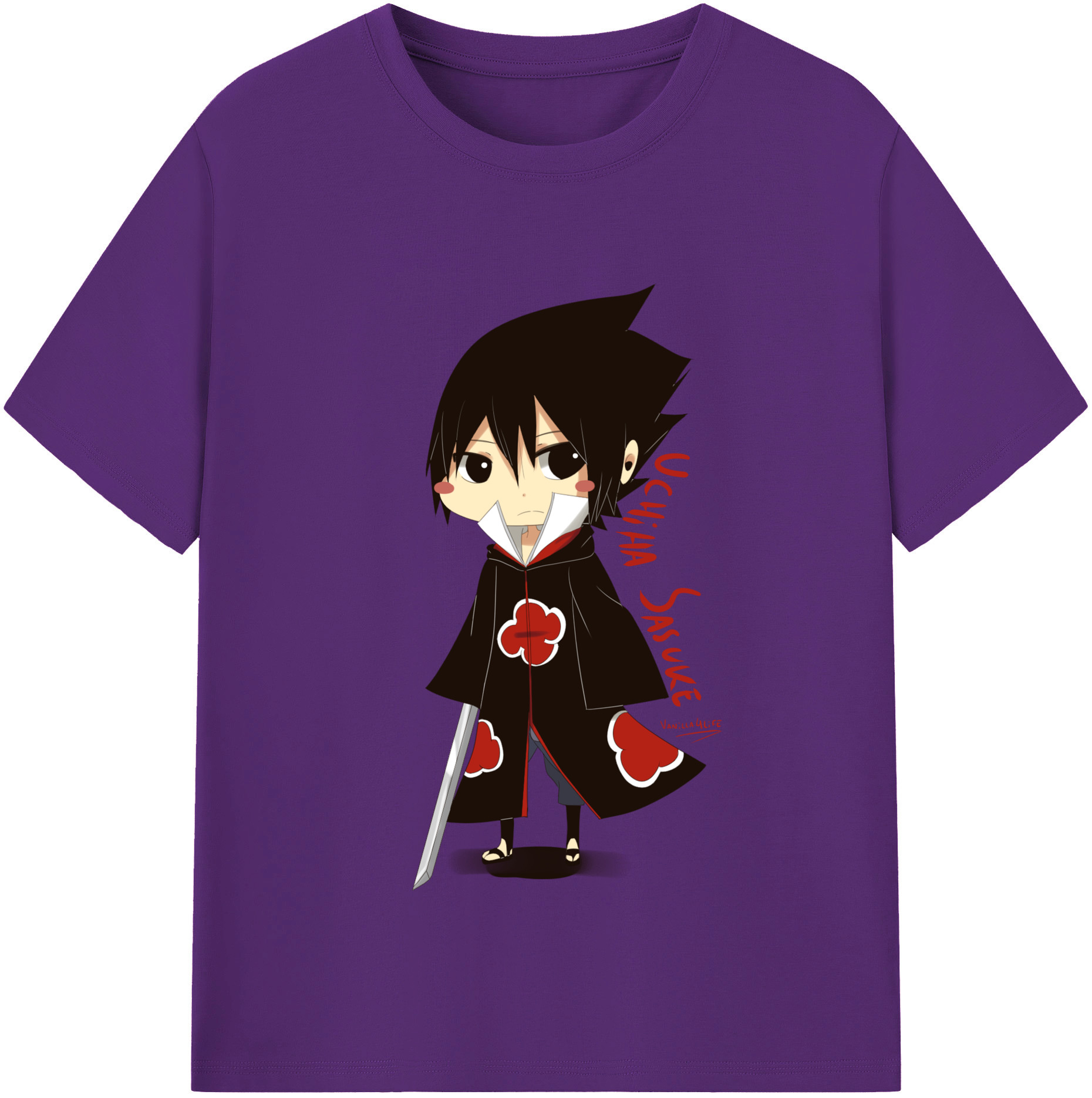 （画像用） NARUTO -ナルト- うちは サスケ Uchiha Sasuke 綿100％半袖Tシャツ（フロントプリント）