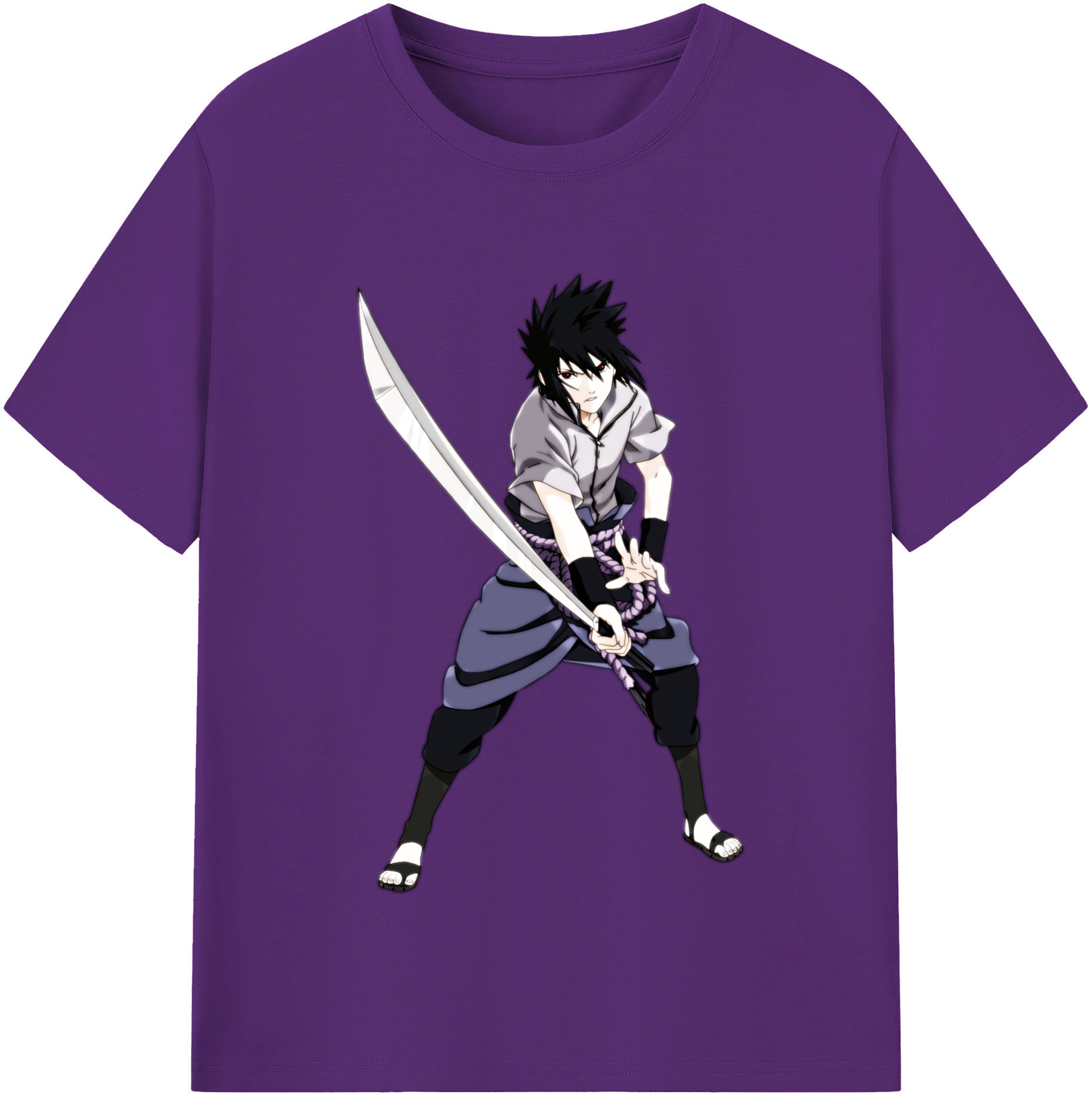 （画像用） NARUTO -ナルト- うちは サスケ Uchiha Sasuke 綿100％半袖Tシャツ（フロントプリント）