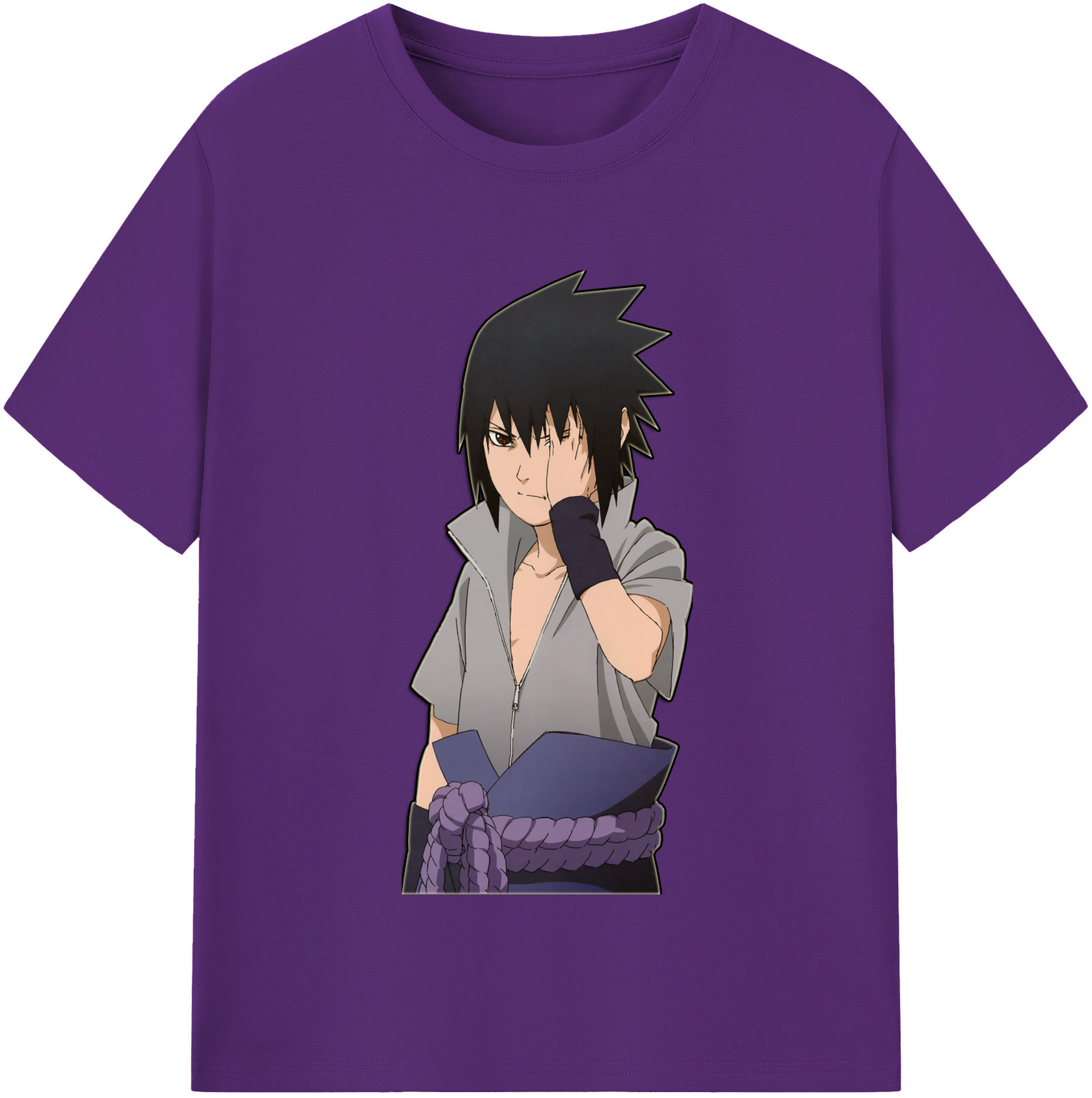 （画像用） NARUTO -ナルト- うちは サスケ Uchiha Sasuke 綿100％半袖Tシャツ（フロントプリント）