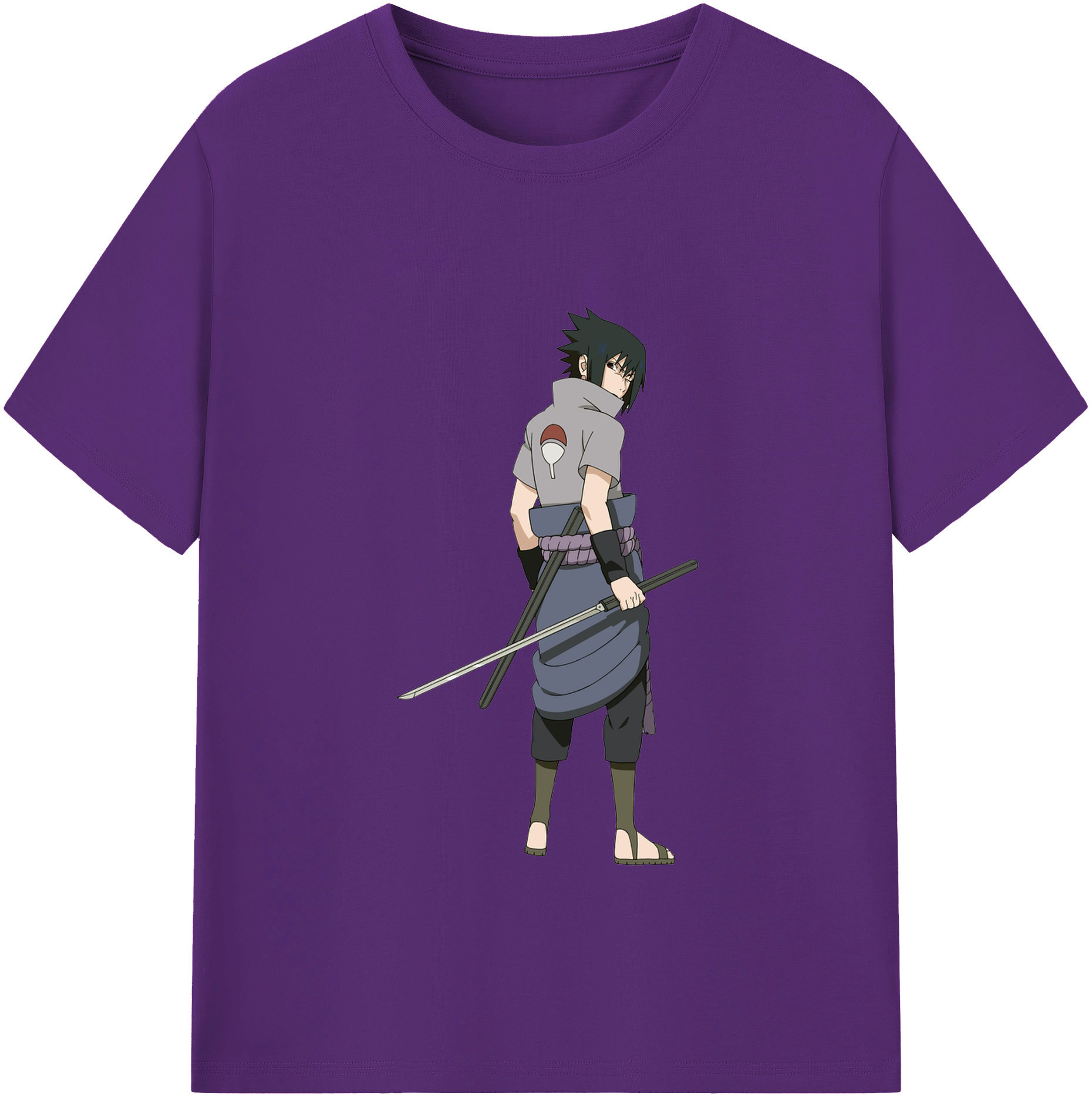 （画像用） NARUTO -ナルト- うちは サスケ Uchiha Sasuke 綿100％半袖Tシャツ（フロントプリント）