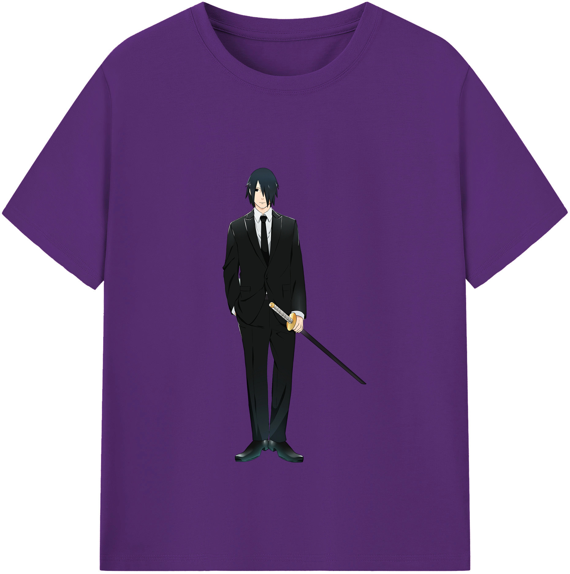 （画像用） NARUTO -ナルト- うちは サスケ Uchiha Sasuke 綿100％半袖Tシャツ（フロントプリント）