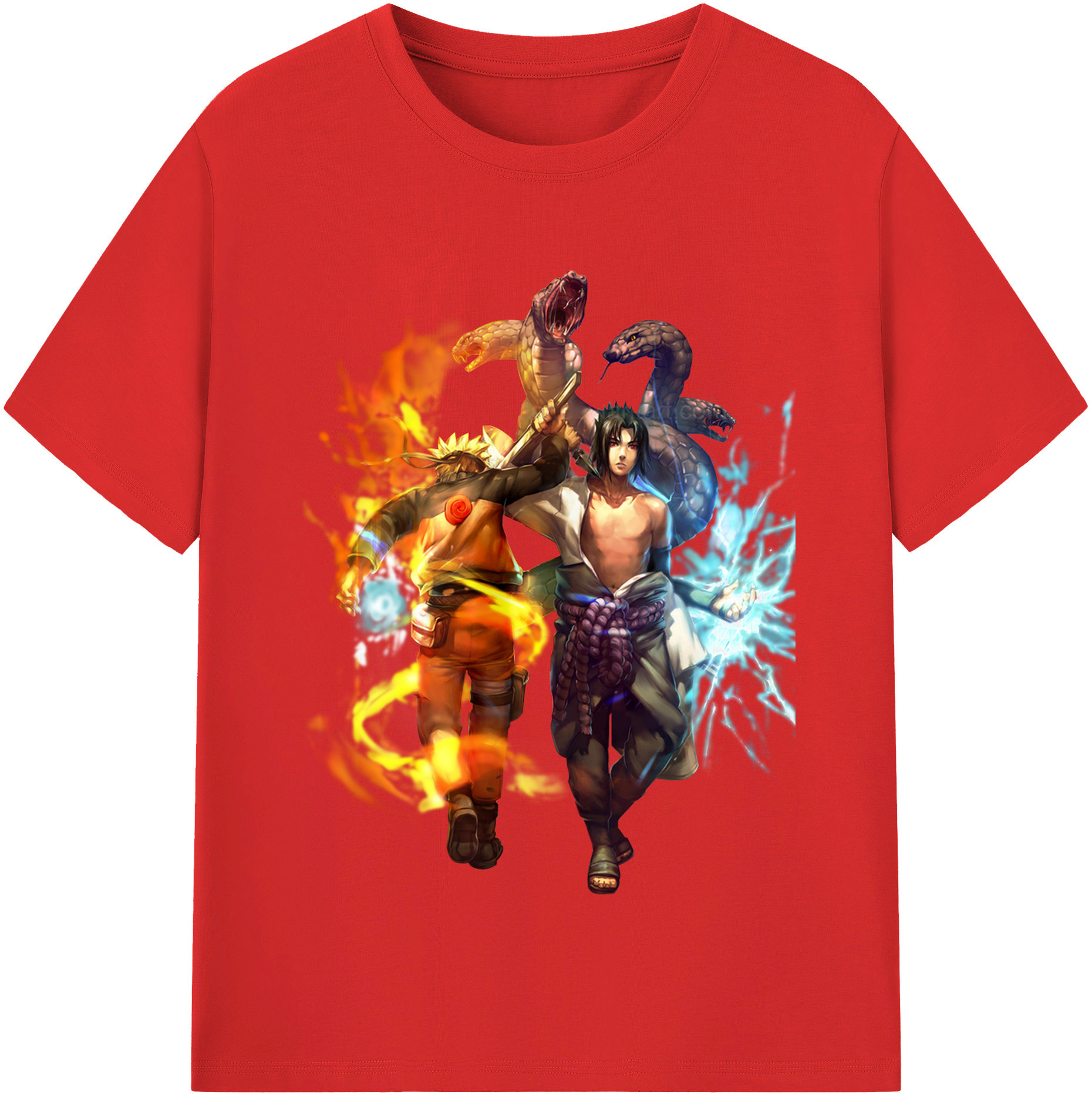 （画像用） NARUTO -ナルト- うちは サスケ Uchiha Sasuke 綿100％半袖Tシャツ（フロントプリント）