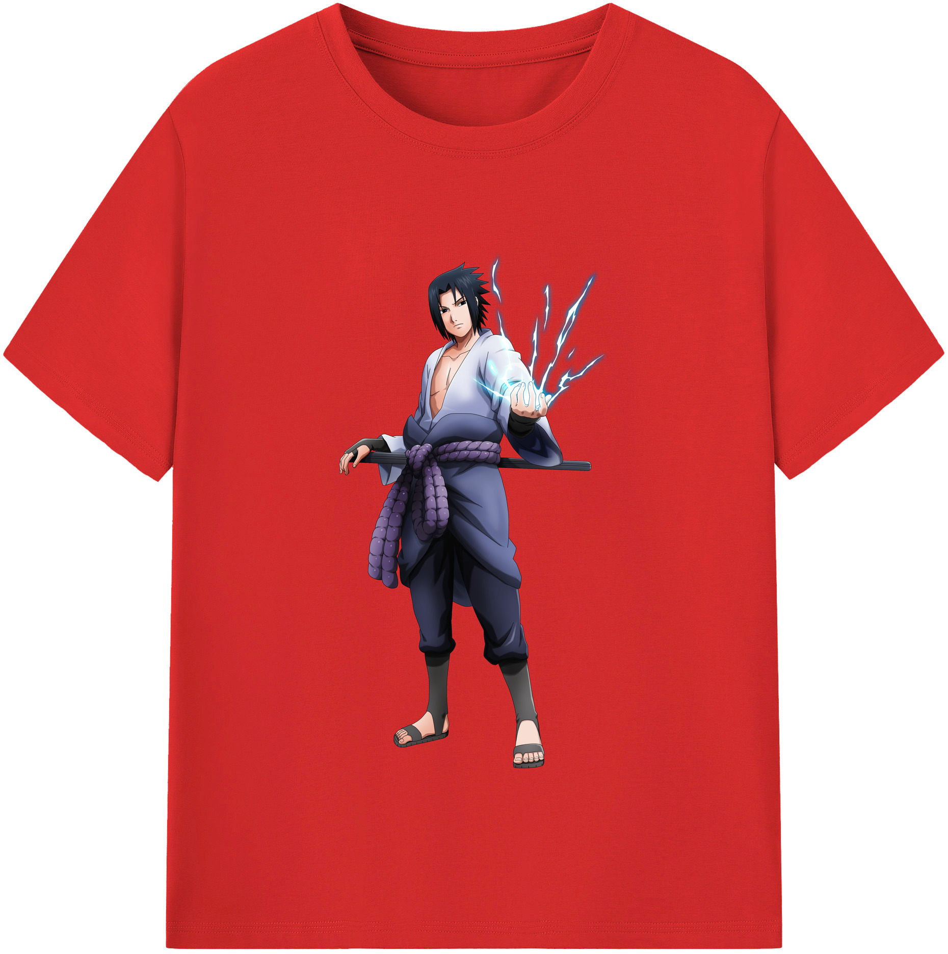 （画像用） NARUTO -ナルト- うちは サスケ Uchiha Sasuke 綿100％半袖Tシャツ（フロントプリント）