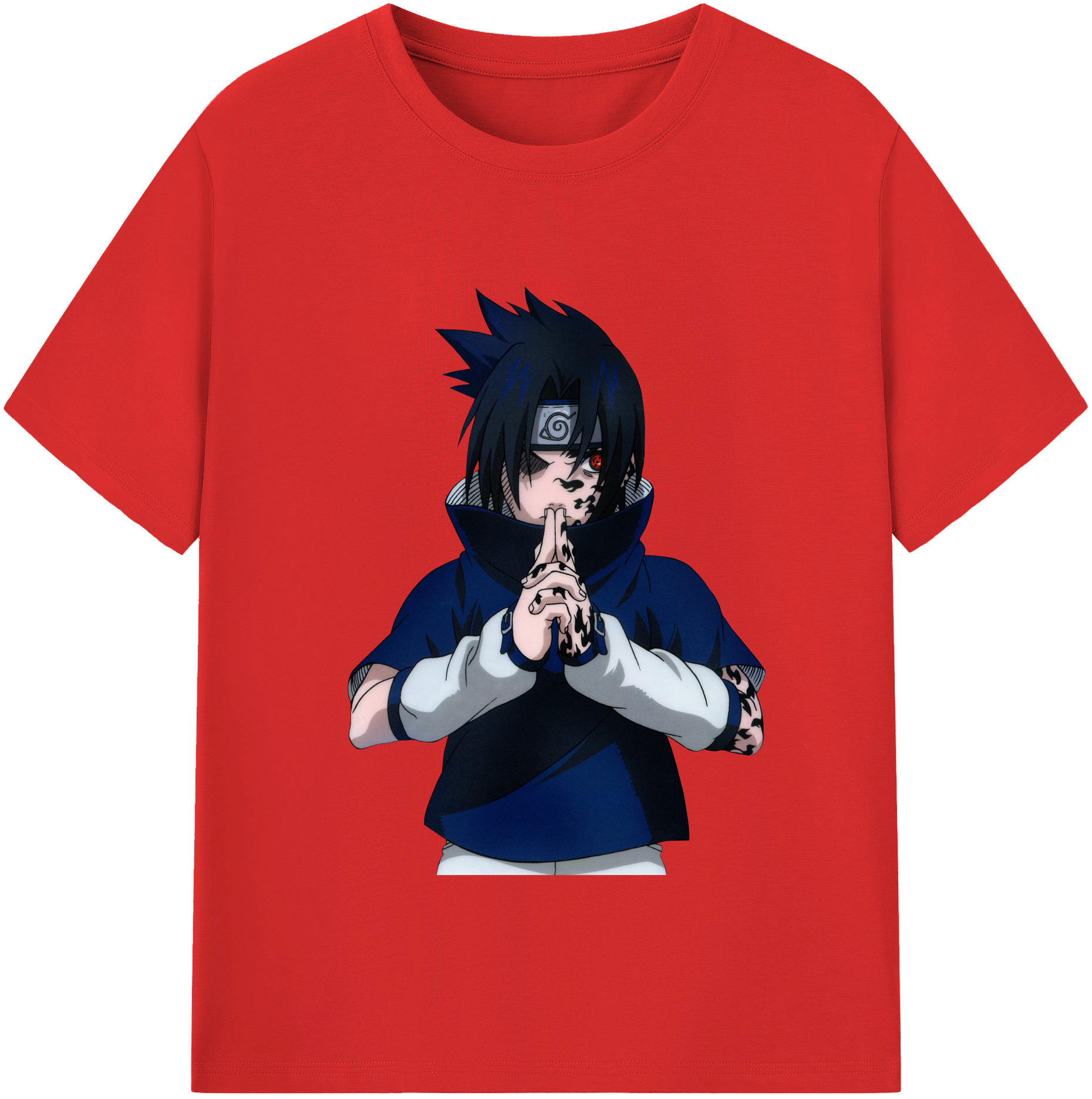 （画像用） NARUTO -ナルト- うちは サスケ Uchiha Sasuke 綿100％半袖Tシャツ（フロントプリント）