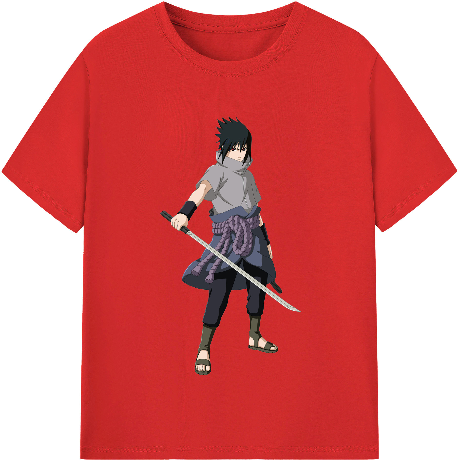 （画像用） NARUTO -ナルト- うちは サスケ Uchiha Sasuke 綿100％半袖Tシャツ（フロントプリント）