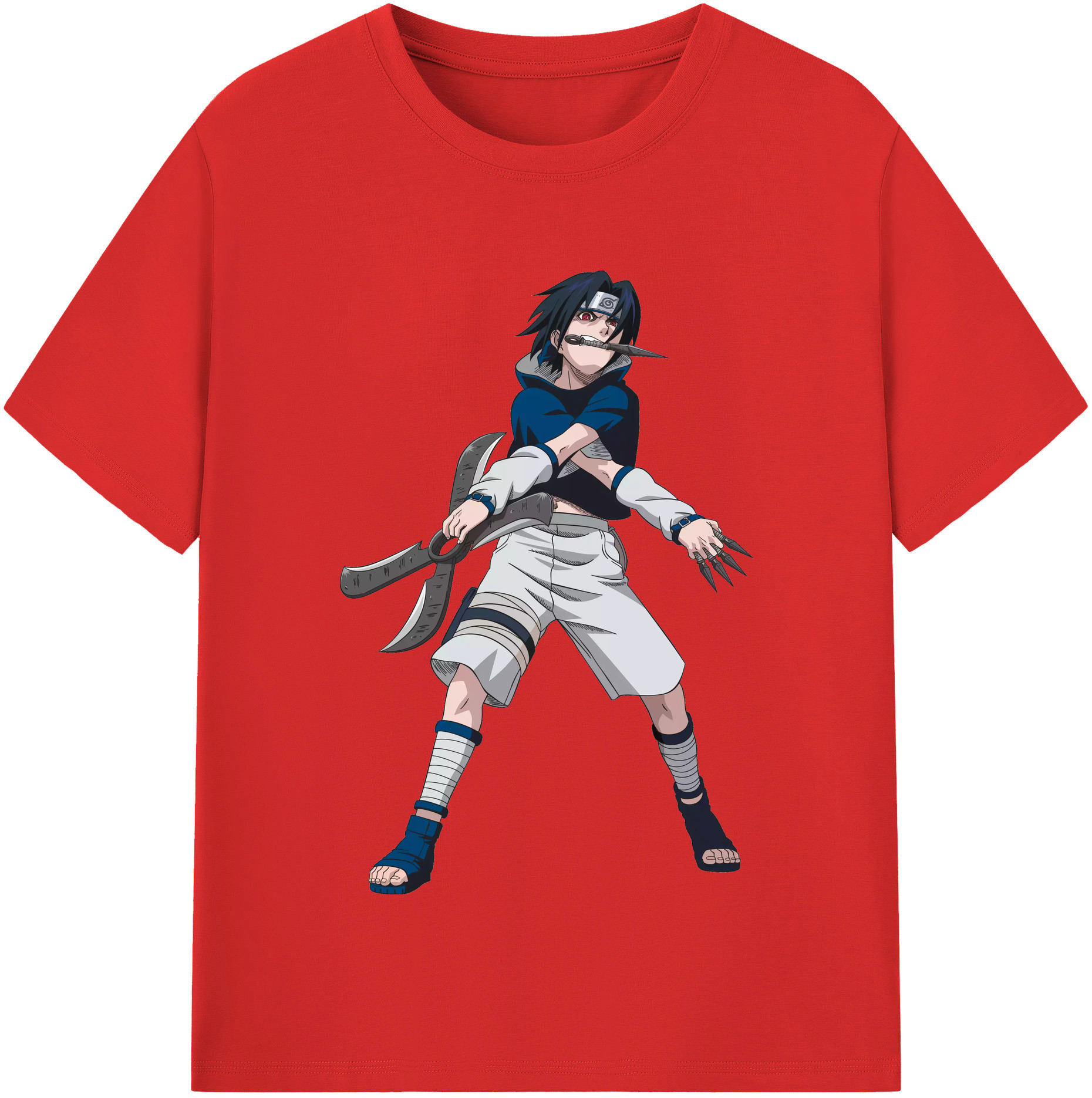 （画像用） NARUTO -ナルト- うちは サスケ Uchiha Sasuke 綿100％半袖Tシャツ（フロントプリント）