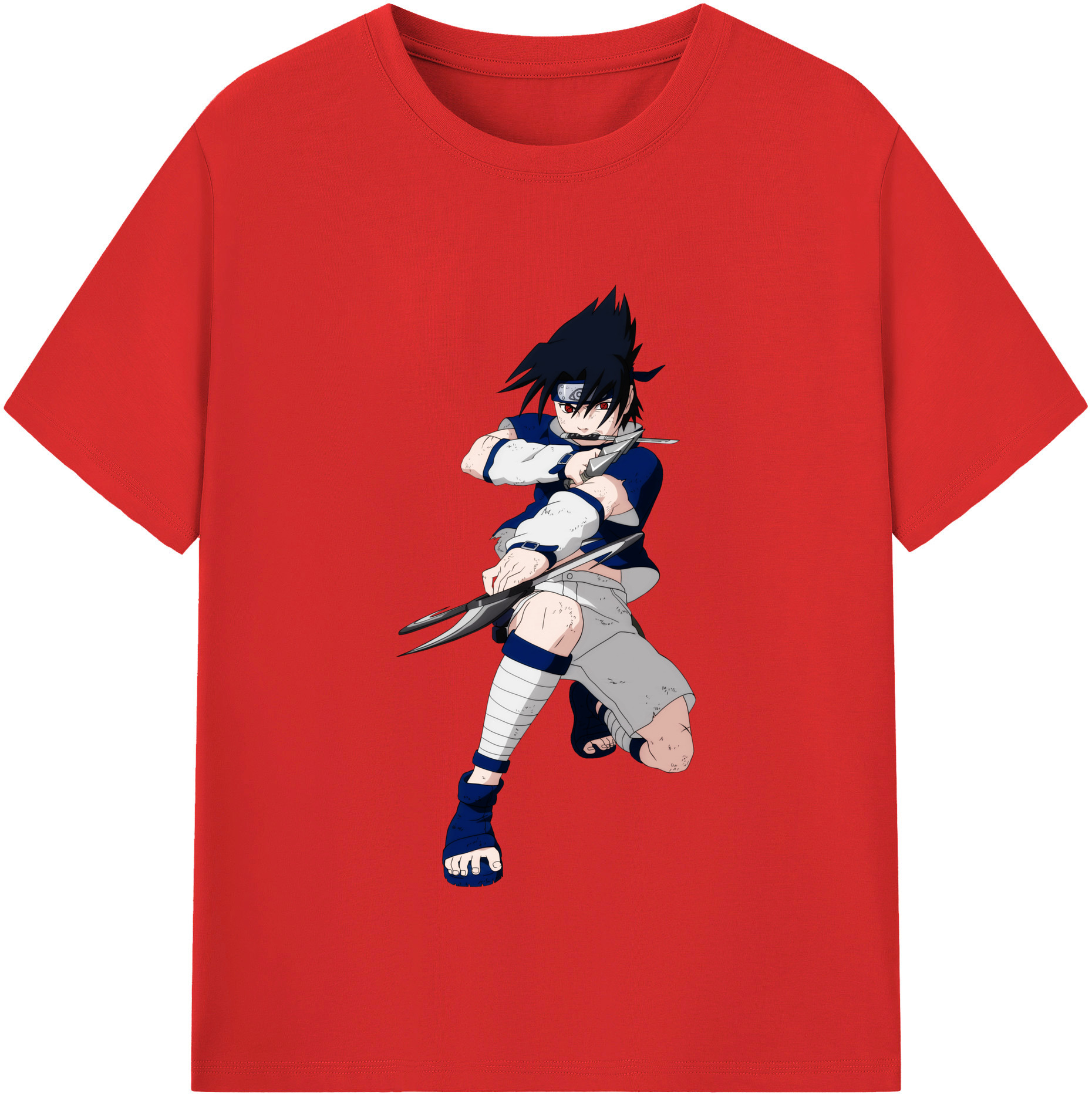 （画像用） NARUTO -ナルト- うちは サスケ Uchiha Sasuke 綿100％半袖Tシャツ（フロントプリント）
