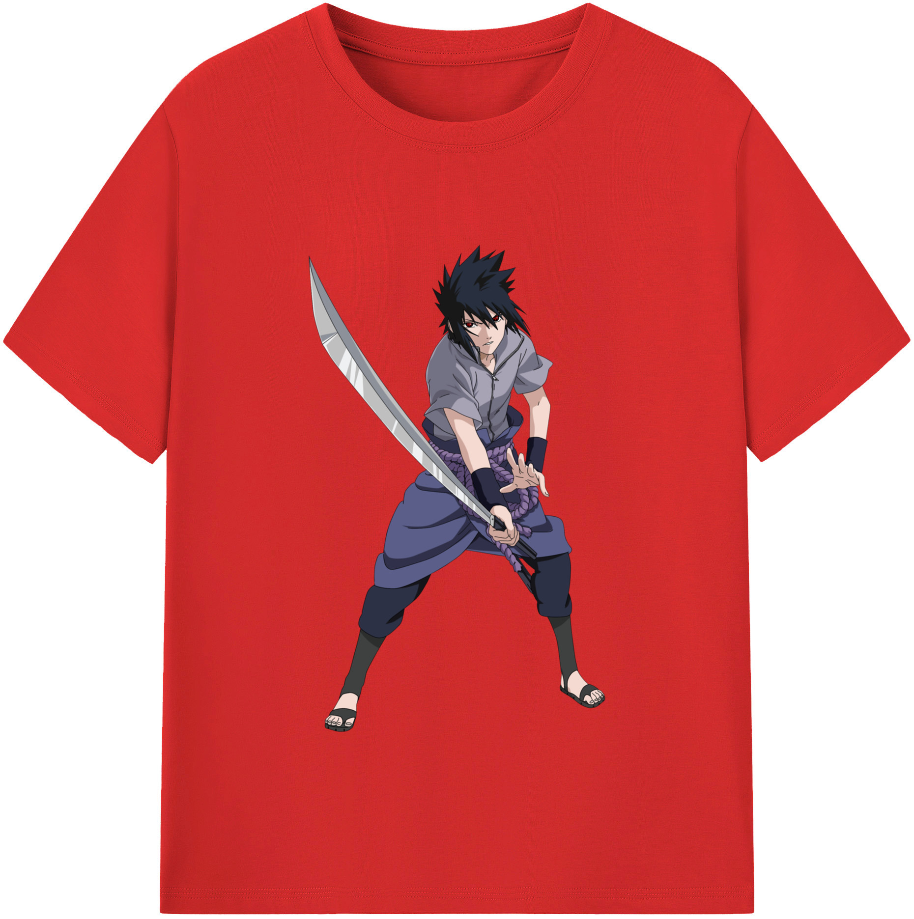 （画像用） NARUTO -ナルト- うちは サスケ Uchiha Sasuke 綿100％半袖Tシャツ（フロントプリント）