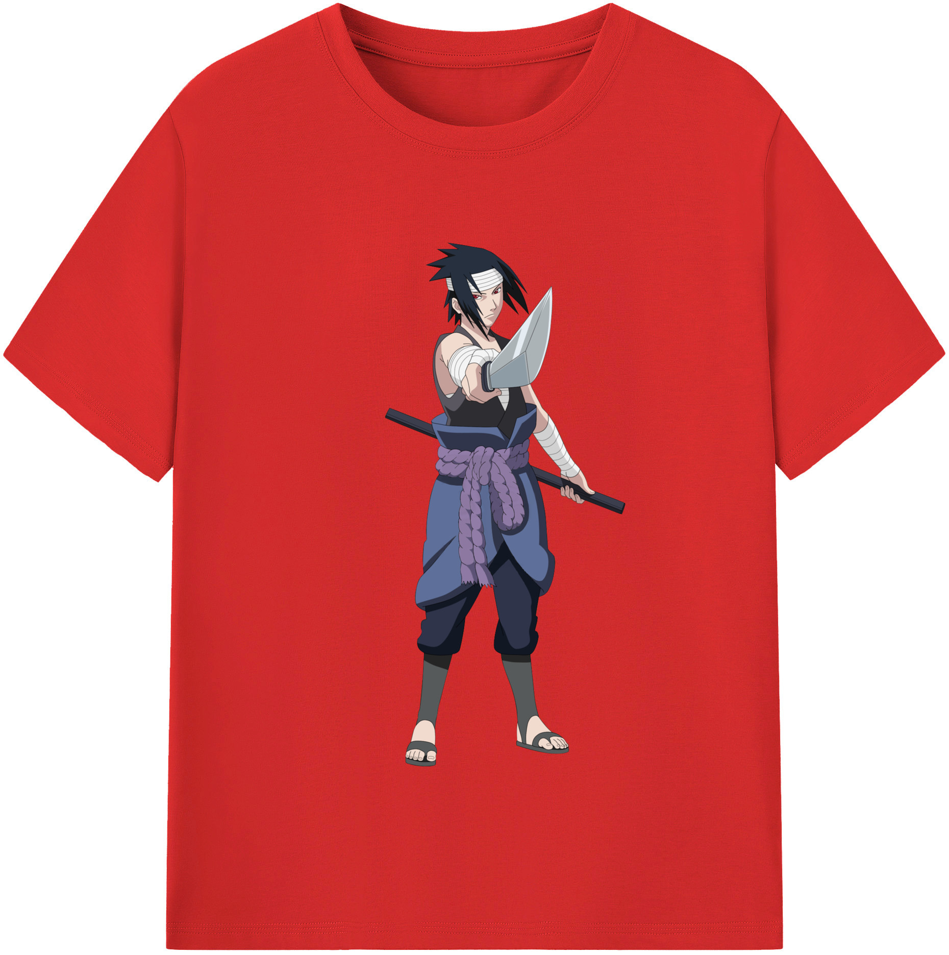 （画像用） NARUTO -ナルト- うちは サスケ Uchiha Sasuke 綿100％半袖Tシャツ（フロントプリント）
