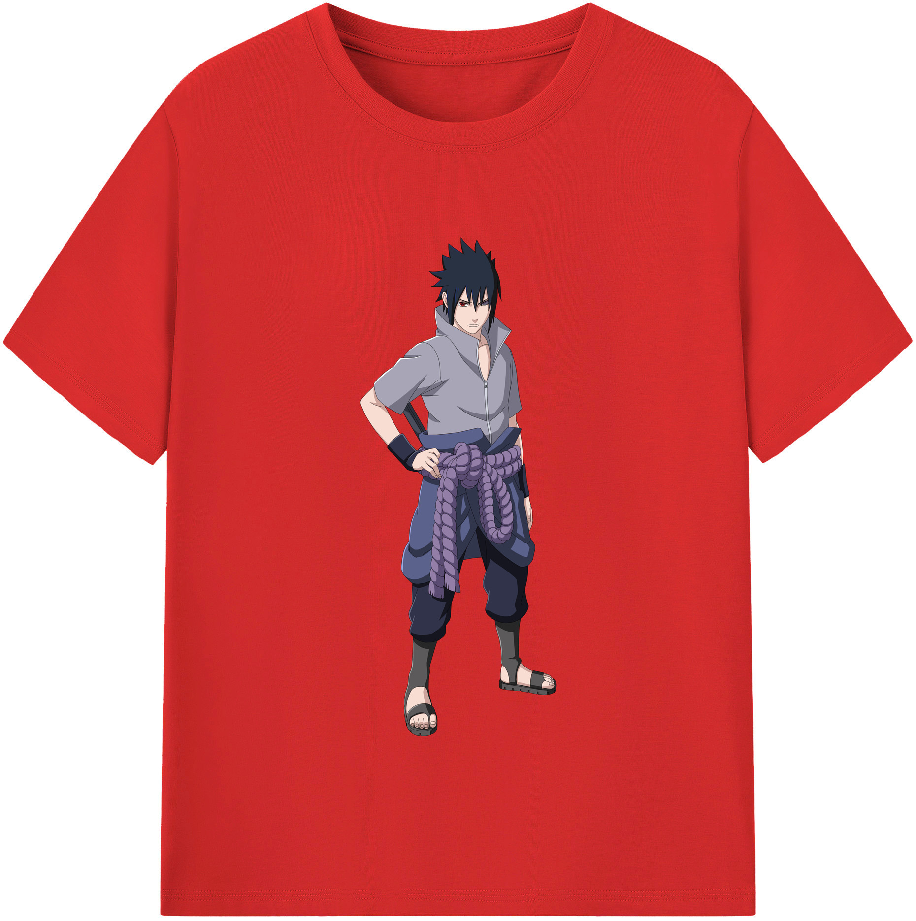 （画像用） NARUTO -ナルト- うちは サスケ Uchiha Sasuke 綿100％半袖Tシャツ（フロントプリント）