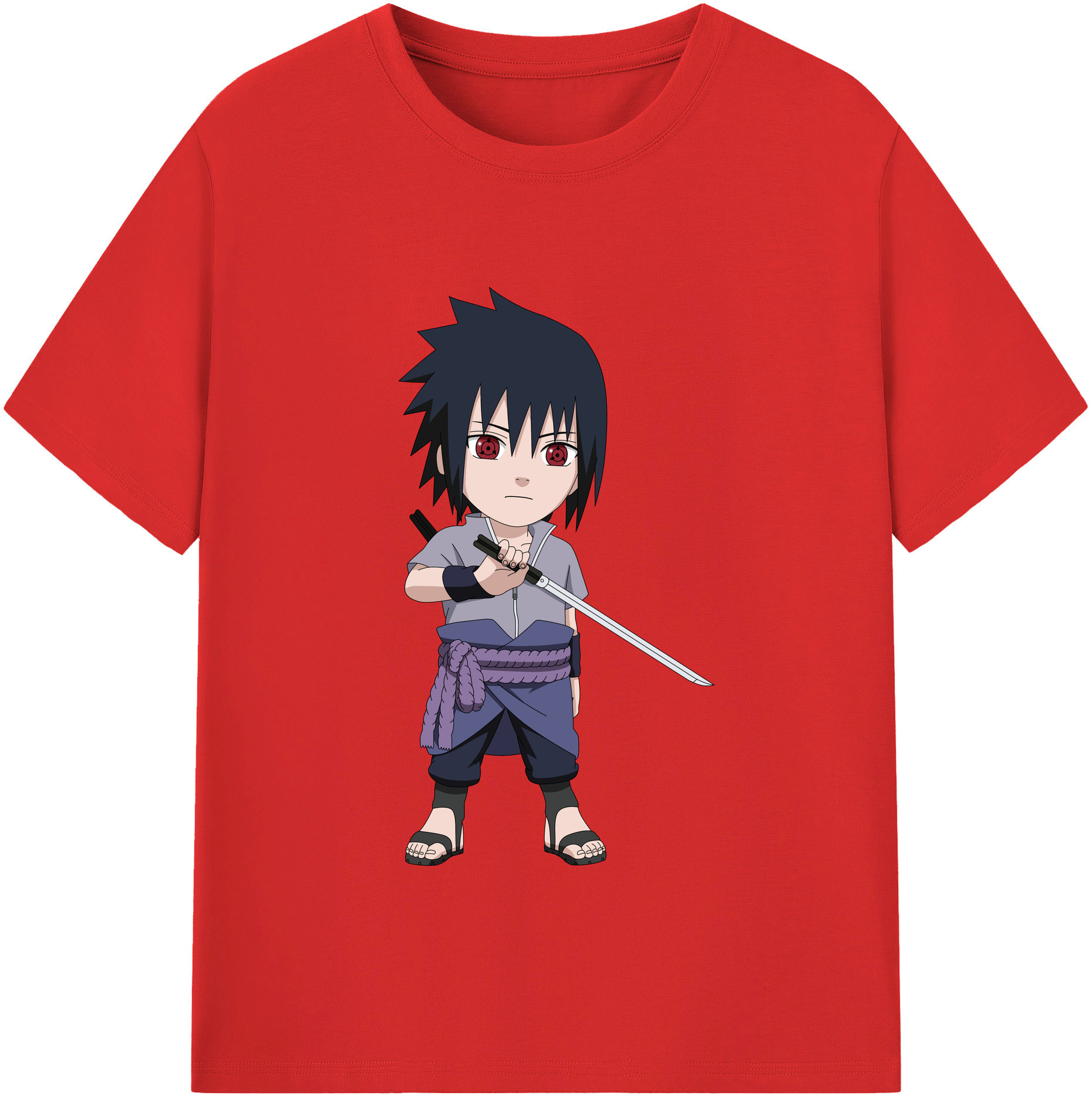 （画像用） NARUTO -ナルト- うちは サスケ Uchiha Sasuke 綿100％半袖Tシャツ（フロントプリント）