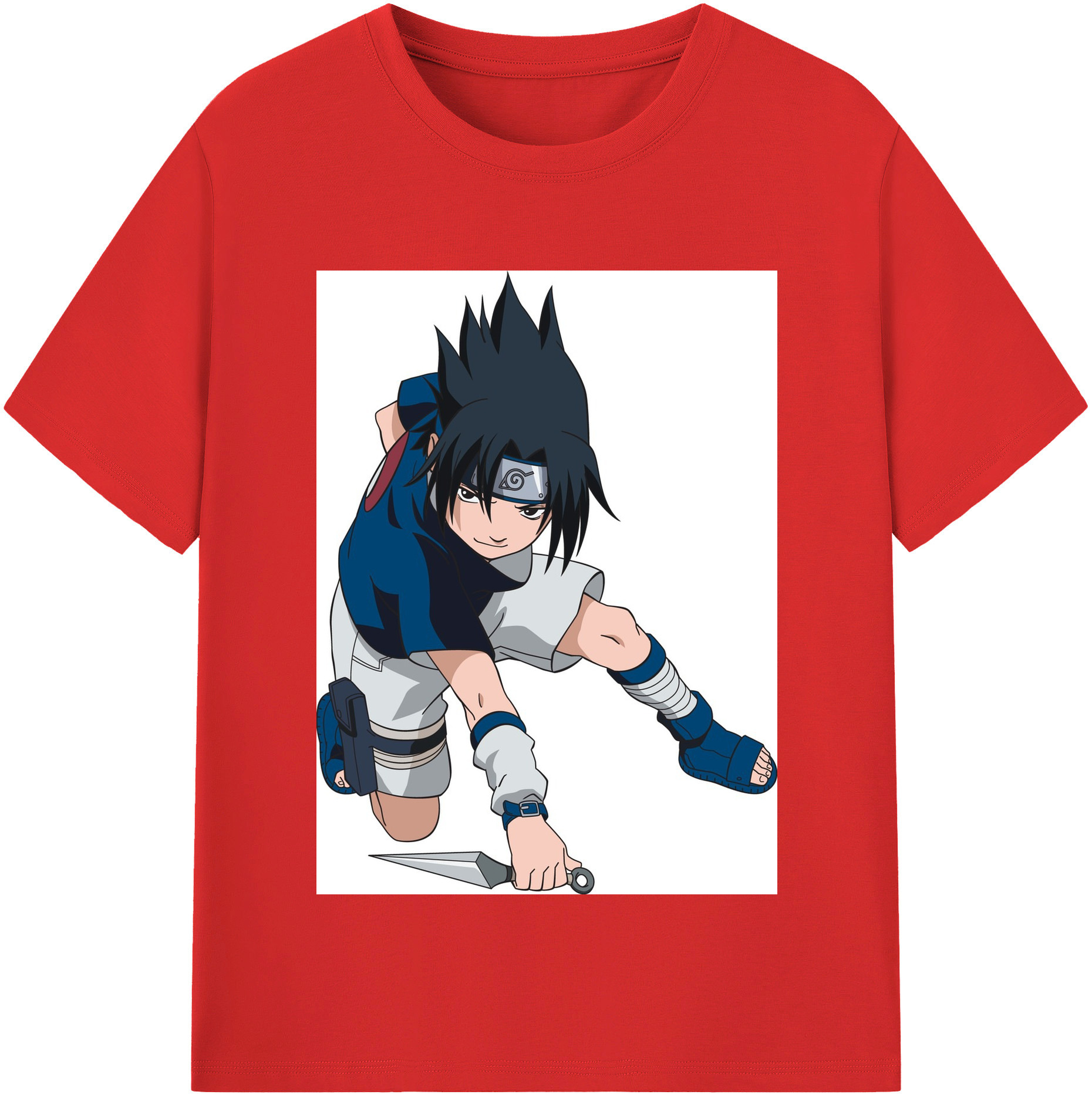 （画像用） NARUTO -ナルト- うちは サスケ Uchiha Sasuke 綿100％半袖Tシャツ（フロントプリント）