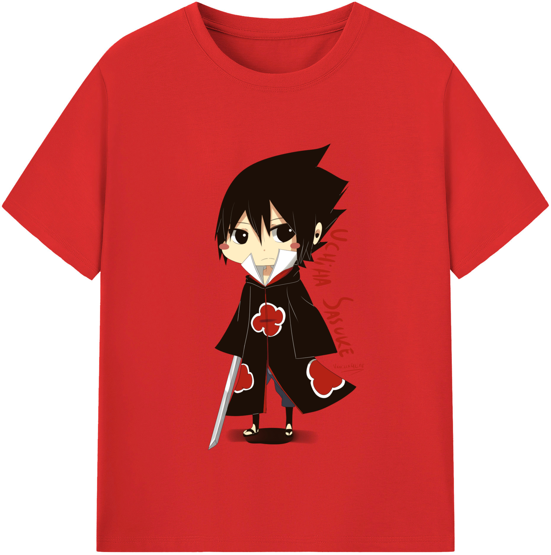 （画像用） NARUTO -ナルト- うちは サスケ Uchiha Sasuke 綿100％半袖Tシャツ（フロントプリント）
