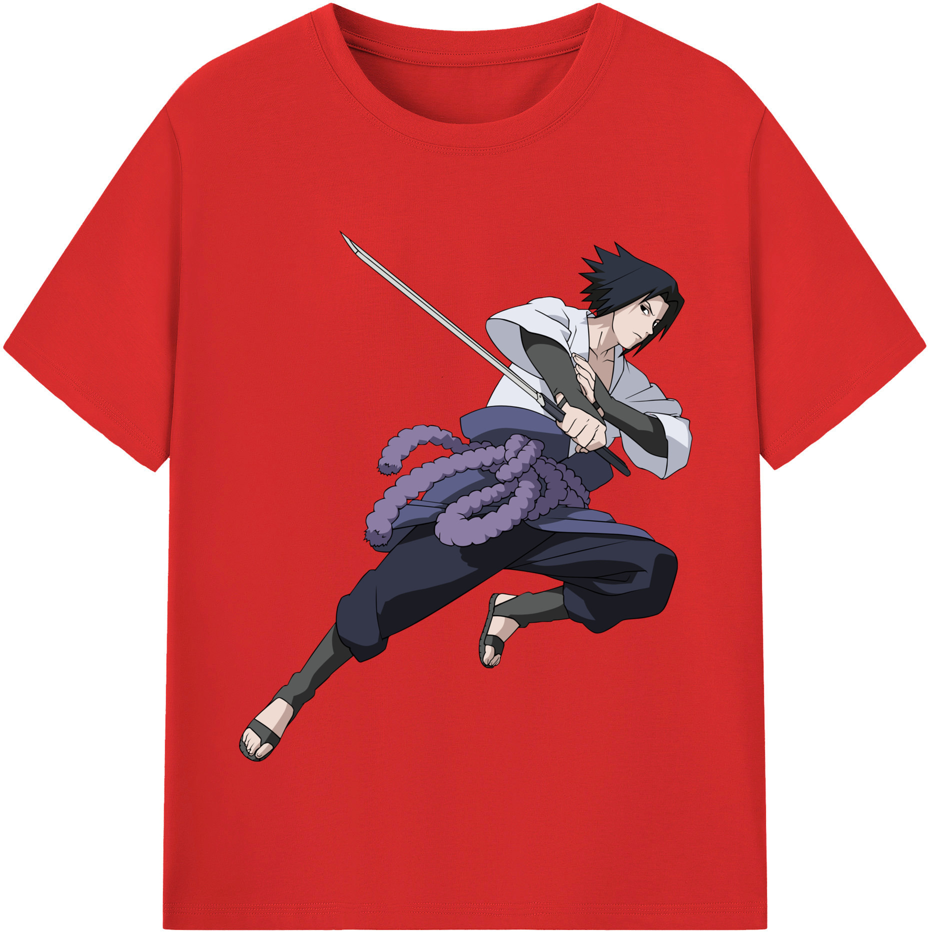 （画像用） NARUTO -ナルト- うちは サスケ Uchiha Sasuke 綿100％半袖Tシャツ（フロントプリント）