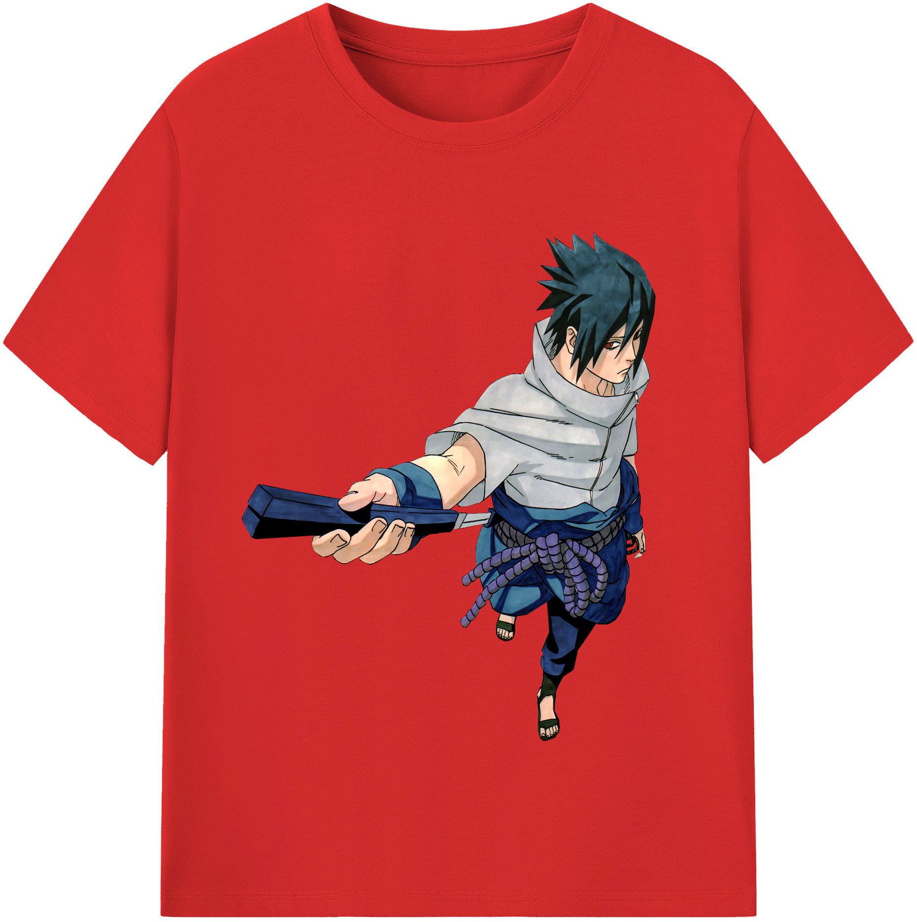 （画像用） NARUTO -ナルト- うちは サスケ Uchiha Sasuke 綿100％半袖Tシャツ（フロントプリント）