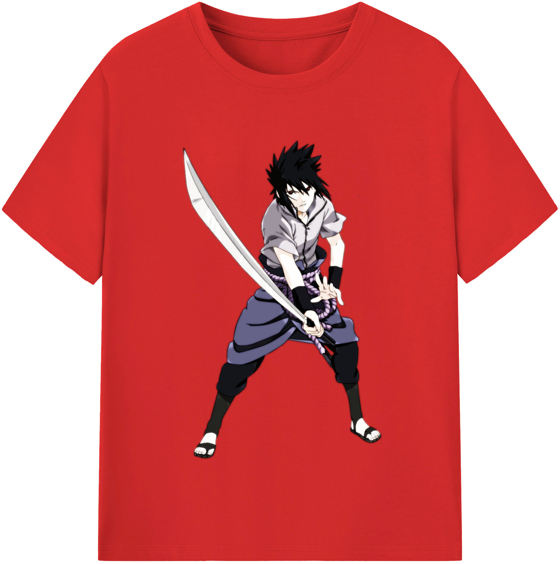 （画像用） NARUTO -ナルト- うちは サスケ Uchiha Sasuke 綿100％半袖Tシャツ（フロントプリント）