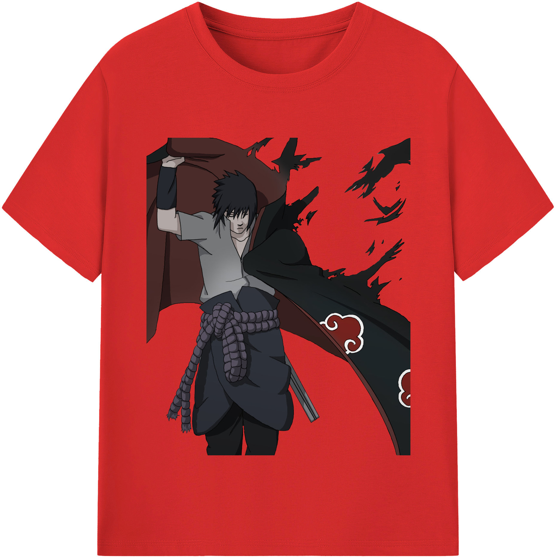 （画像用） NARUTO -ナルト- うちは サスケ Uchiha Sasuke 綿100％半袖Tシャツ（フロントプリント）