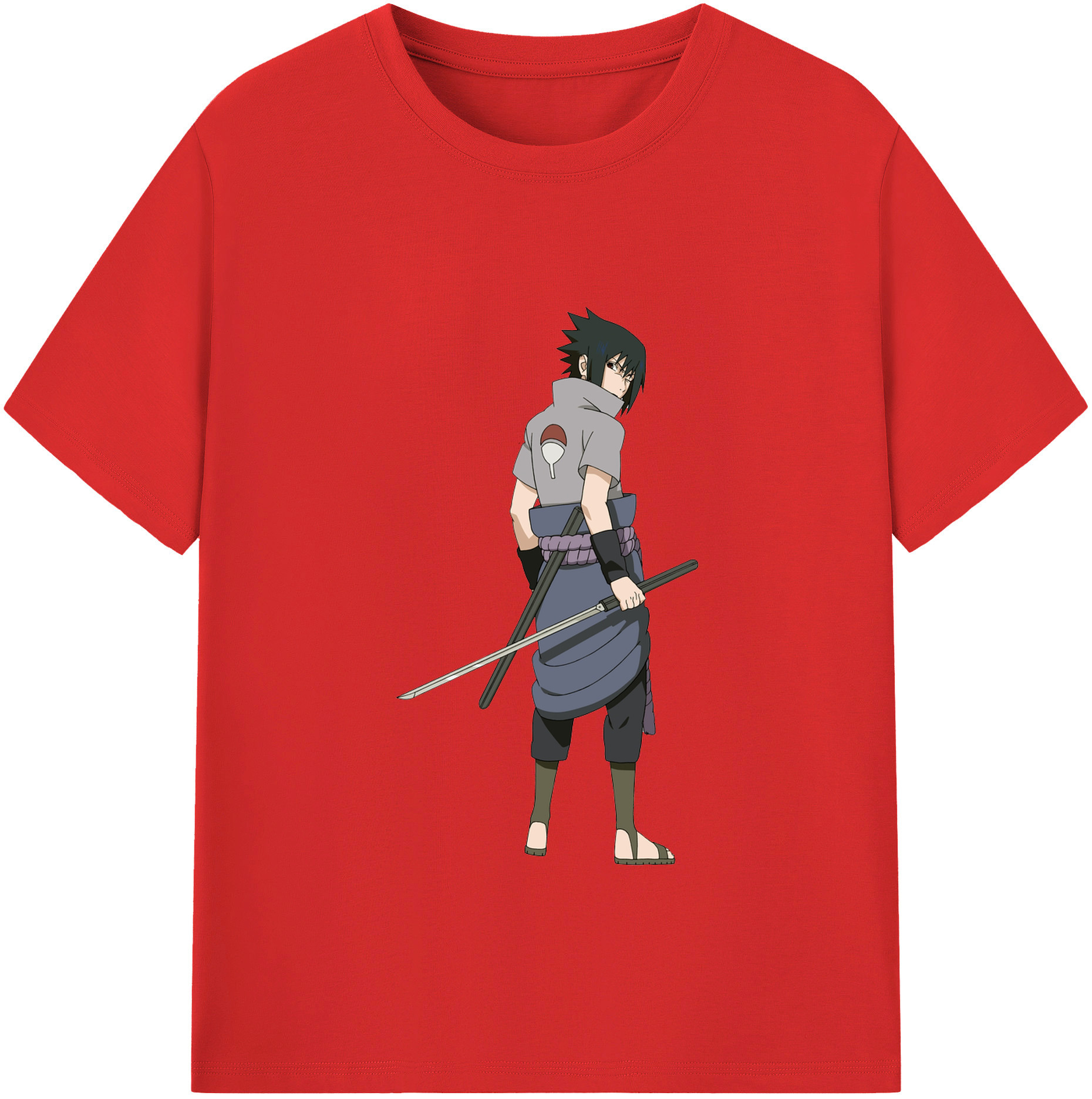 （画像用） NARUTO -ナルト- うちは サスケ Uchiha Sasuke 綿100％半袖Tシャツ（フロントプリント）