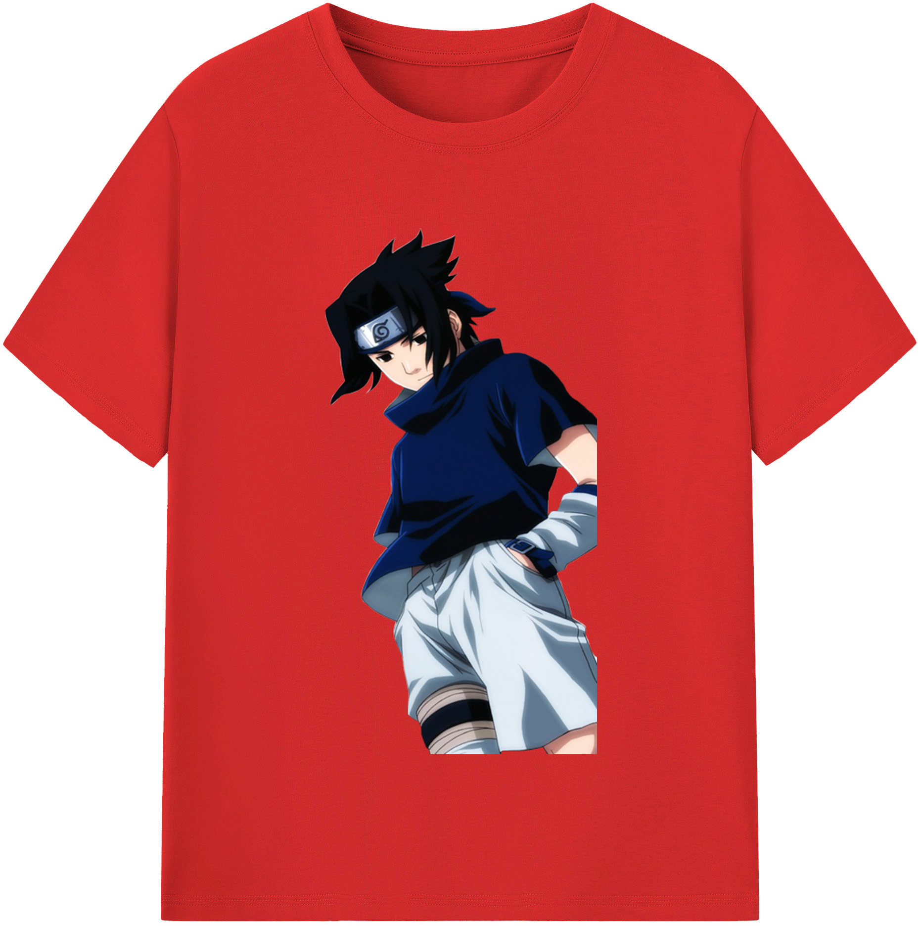 （画像用） NARUTO -ナルト- うちは サスケ Uchiha Sasuke 綿100％半袖Tシャツ（フロントプリント）
