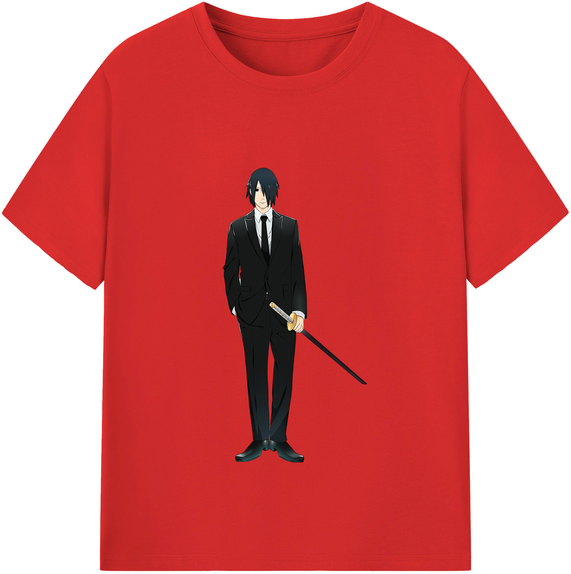 （画像用） NARUTO -ナルト- うちは サスケ Uchiha Sasuke 綿100％半袖Tシャツ（フロントプリント）